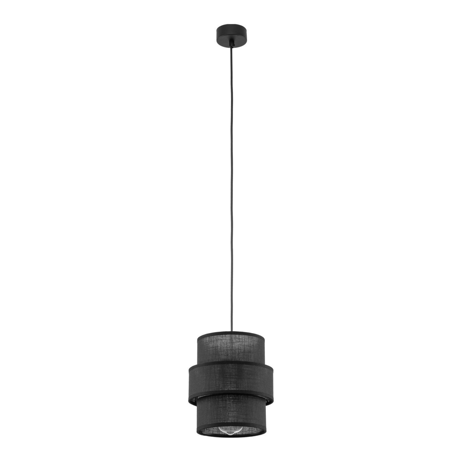 Suspension Noir E27 D : 20 cm ronde Moderne Tissu