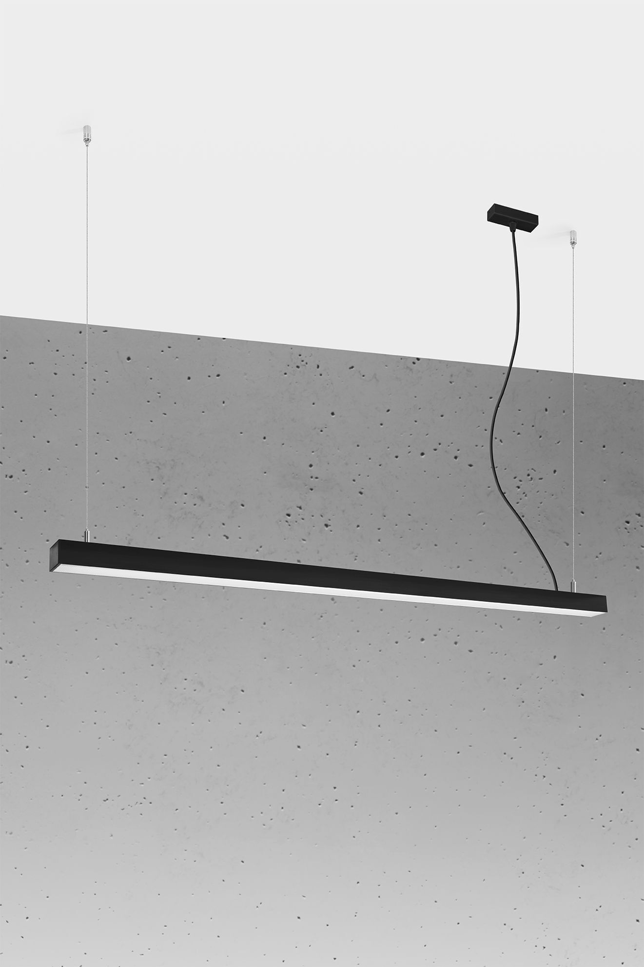 Lampe LED à suspendre métal noir 150 cm allongée 3000 K