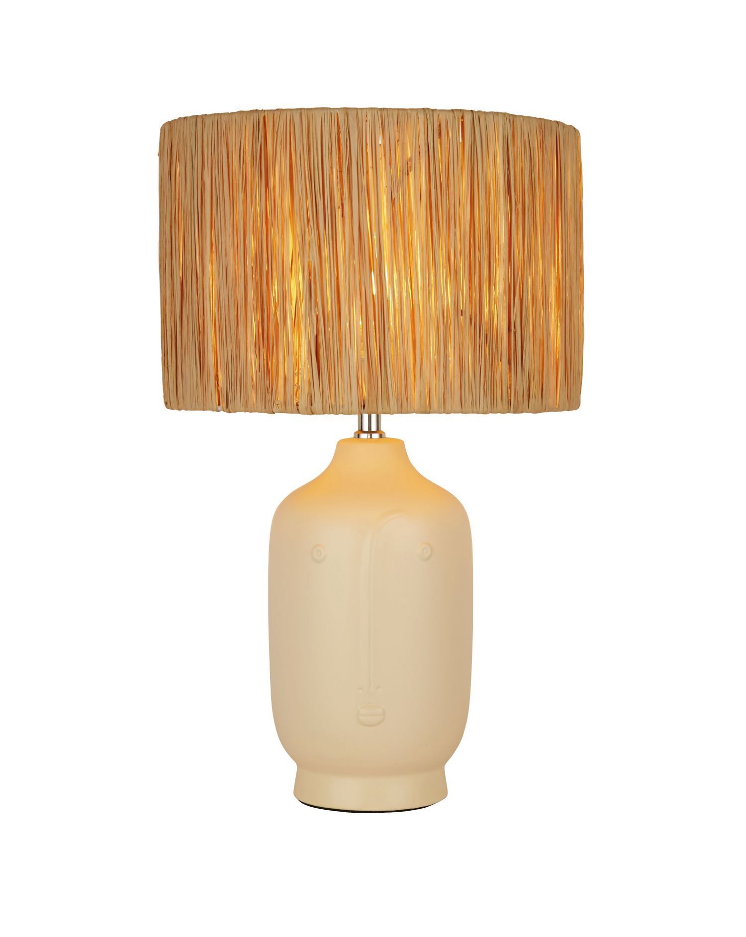 Lampe de table céramique raphia crème naturel E27 48 cm Boho