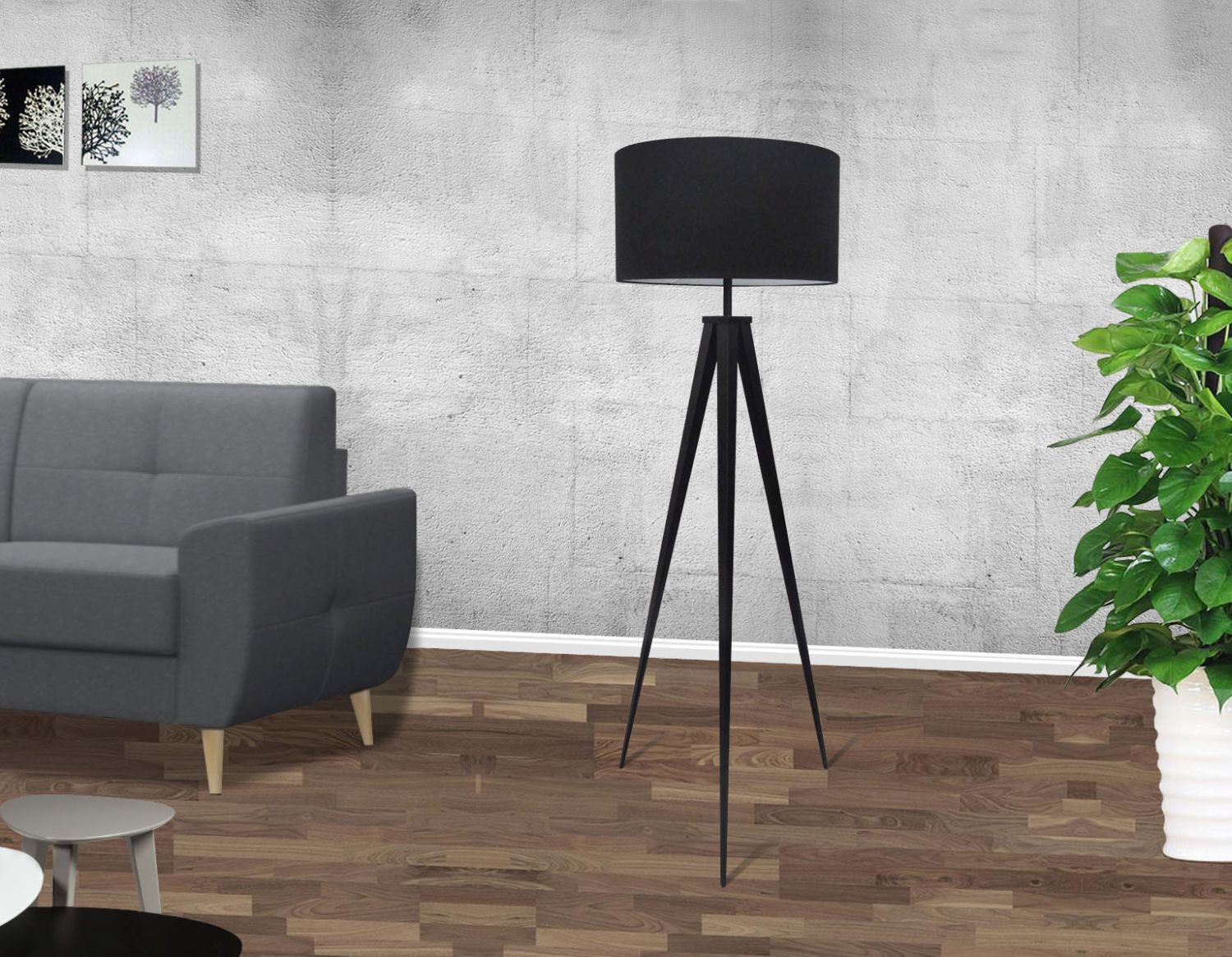 Lampadaire noir rétro 142cm salon KODORA Lampe, Stehlampe, Couch, Mobiliar, Stuhl