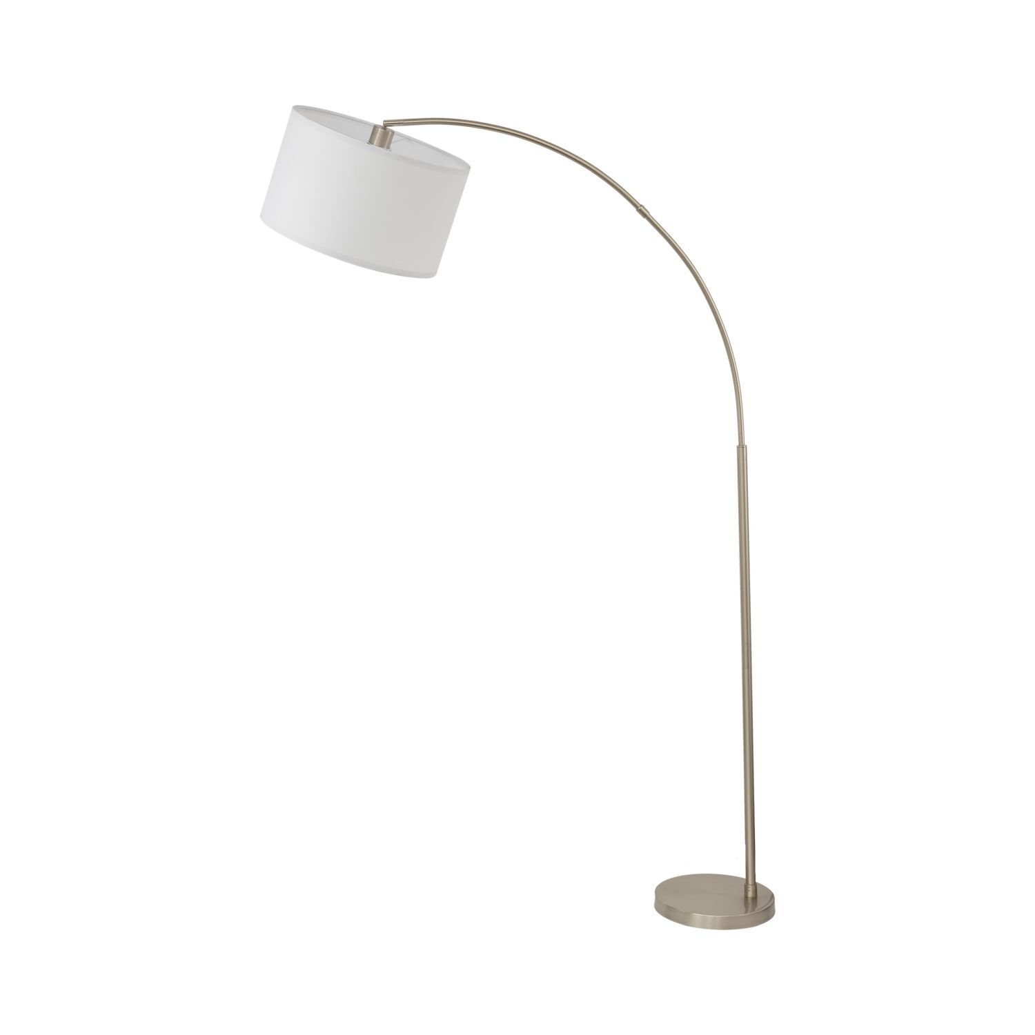 Luminaire en arc réglable 200 cm tissu métal chrome blanc E27 Lampe, Lampenschirm