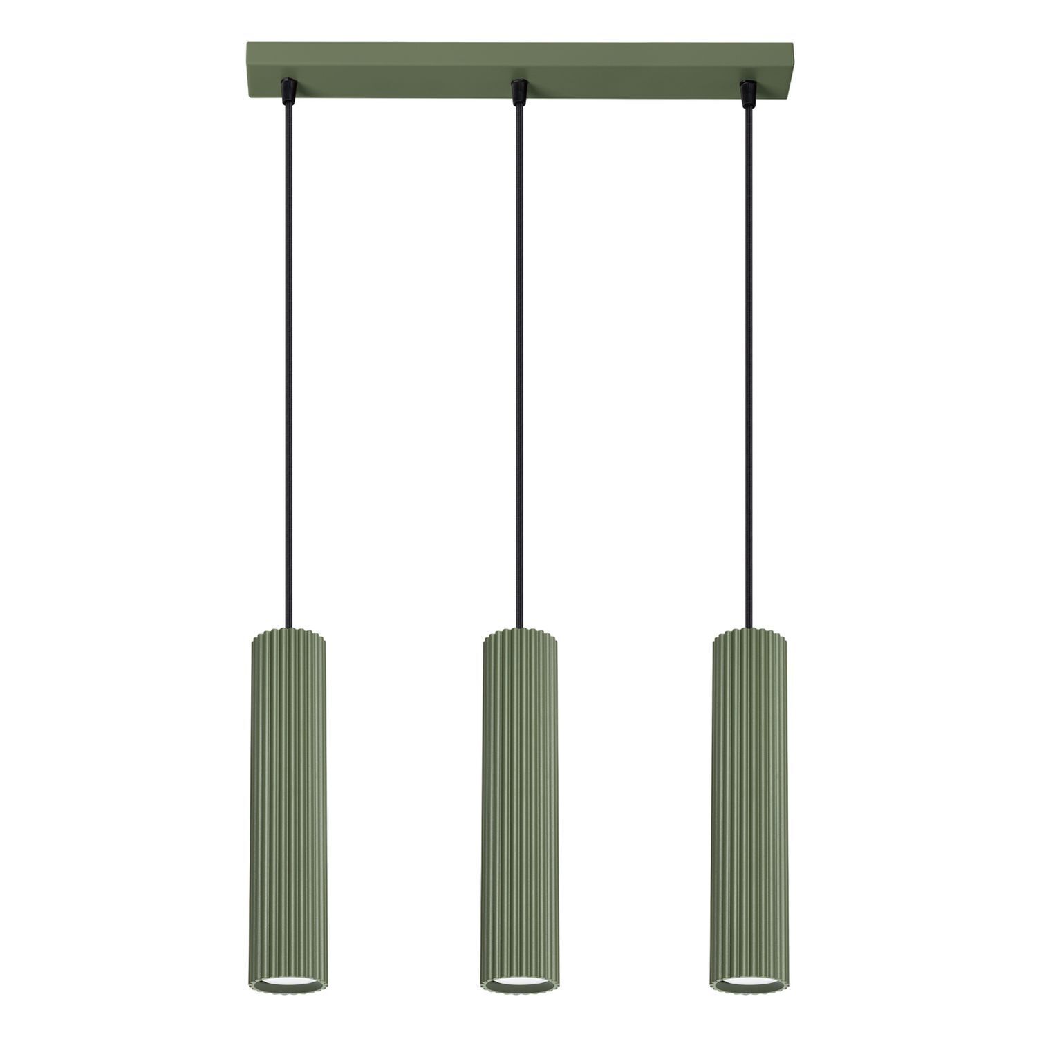 Lampe à suspendre en métal à 3 flammes GU10 L : 45 cm en vert Moderne