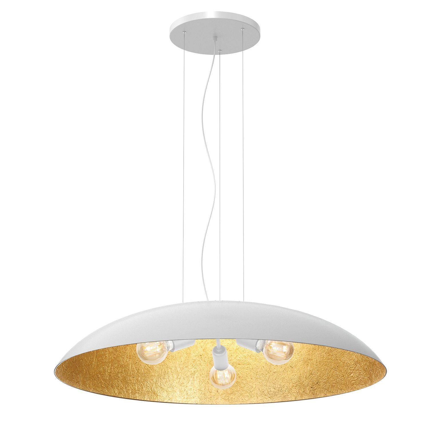 Grande lampe à suspendre tissu E27 blanc or Ø100 cm rond Deckenleuchte, Lampe, Kronleuchter