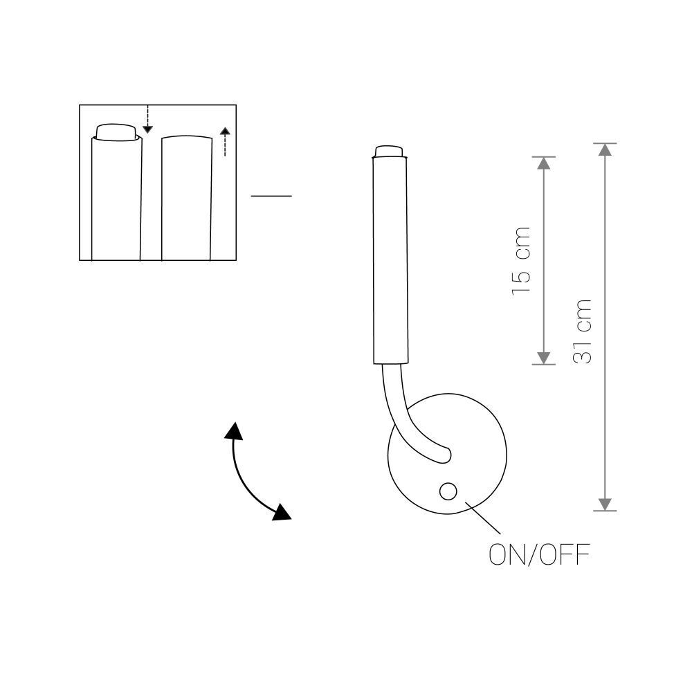 Applique murale noire avec interrupteur G9 laiton véritable