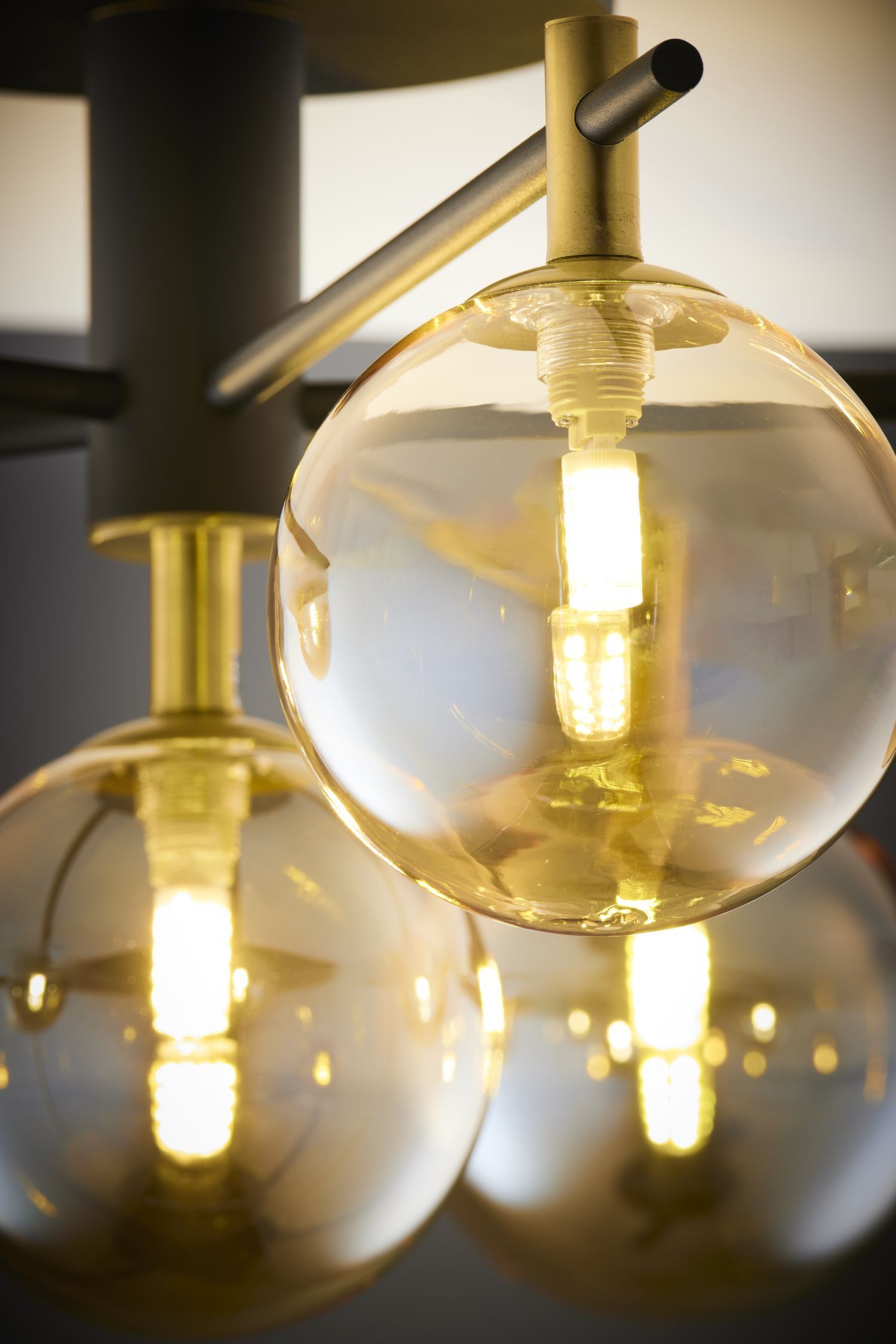 Deckenlampe Glas in Bernstein Metall G9 6-flammig Lampe, Beleuchtung