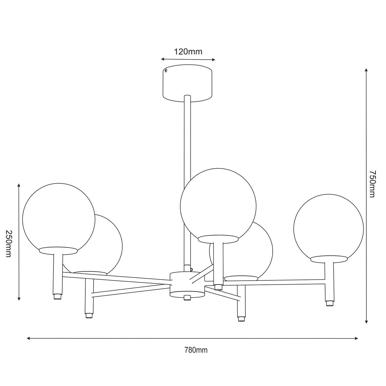 Plafonnier verre métal noir or E27 5 flammes Gerät, Deckenventilator, Elektrisches Gerät