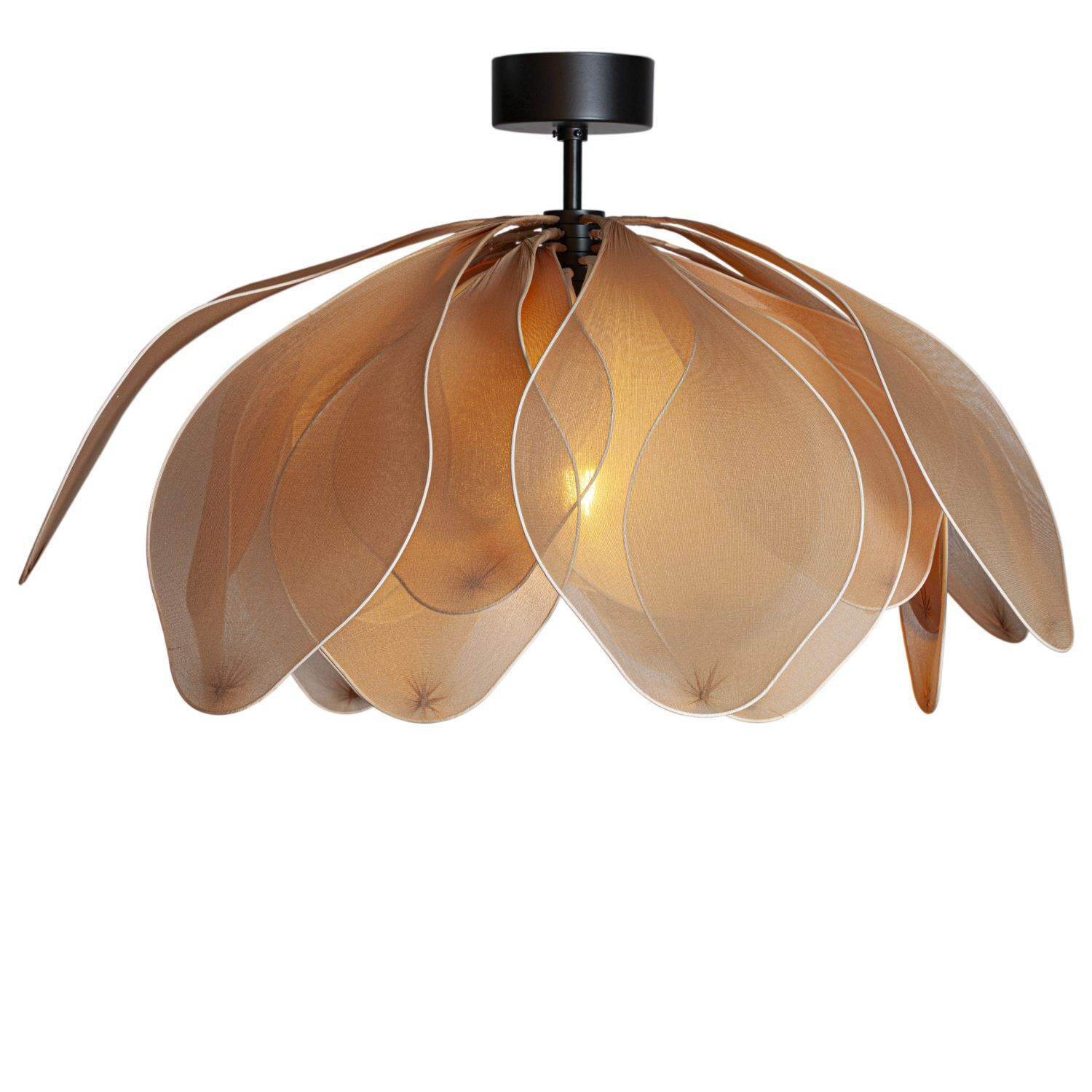 Lampe de plafonnier tissu métal L : 80 cm flexible en naturel E27