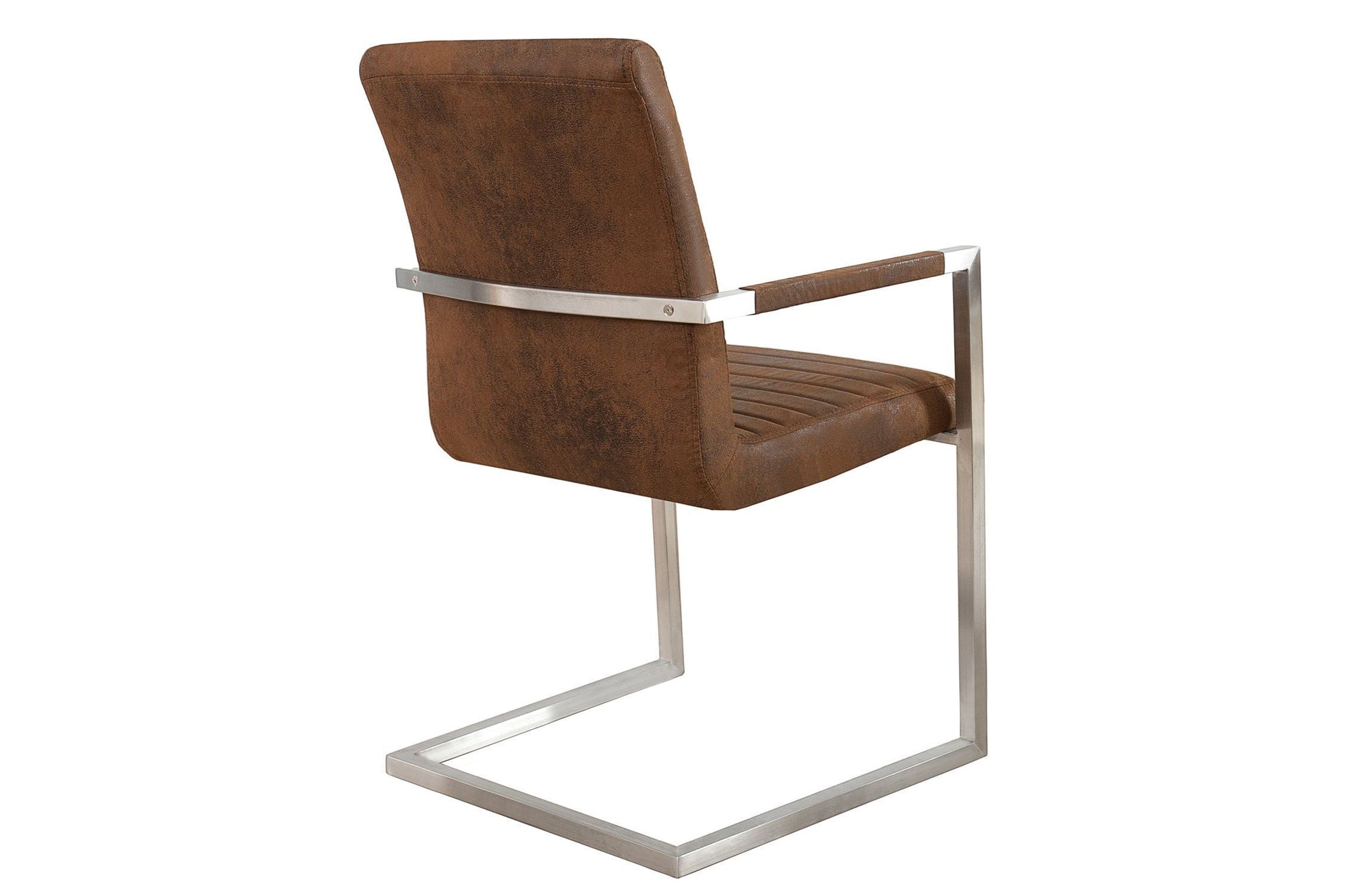 Chaise à bascule avec accoudoirs Tissu Acier inoxydable Marron Chrome Moebel, Stuhl, Sessel
