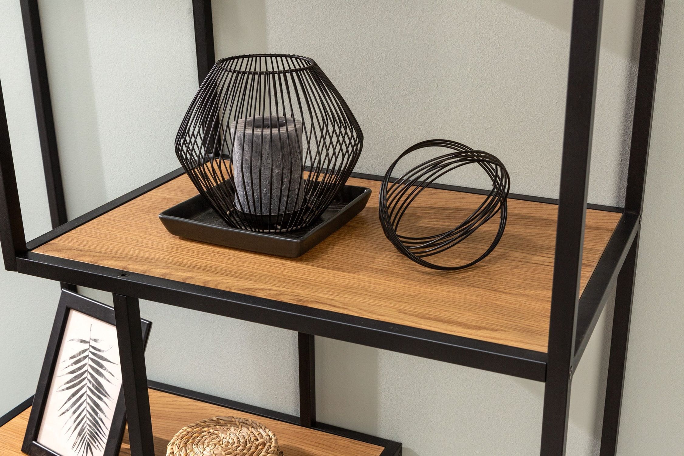 Étagère moderne aspect bois 77 x 185 cm asymétrique