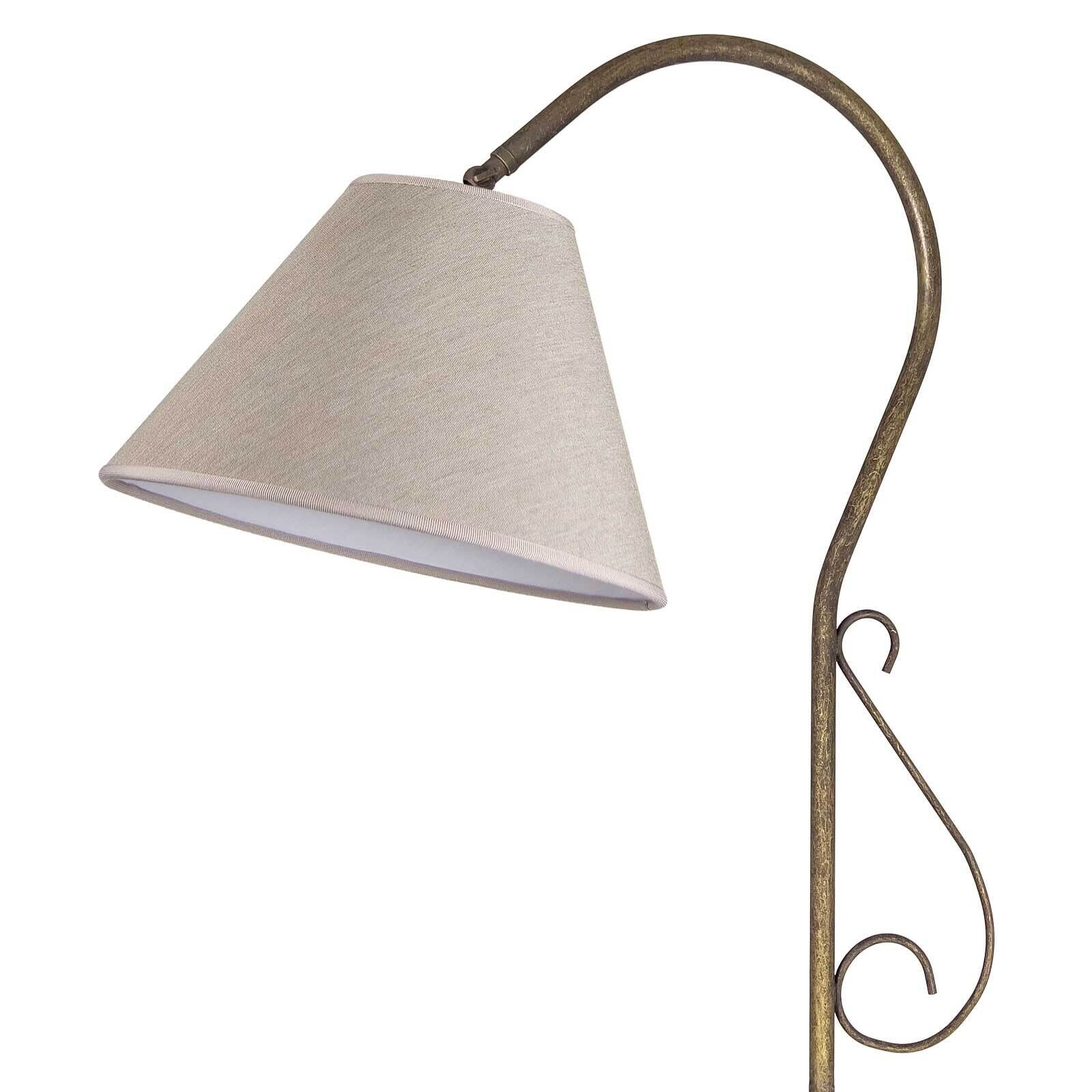 Grand lampadaire 190 cm E27 pivotant laiton tissu rustique