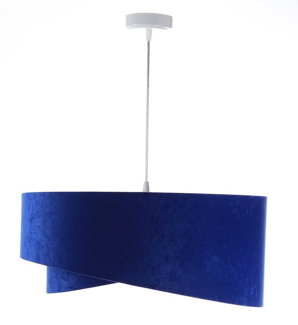 Suspension E27 ronde Ø 50 cm Bleu Or Tissu aspect velours