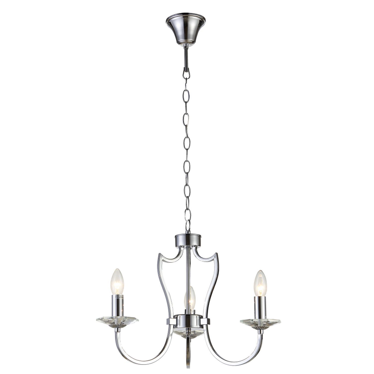 Kronleuchter Metall B: 51 cm E14 3-flammig in Chrom Leuchter, Lampe