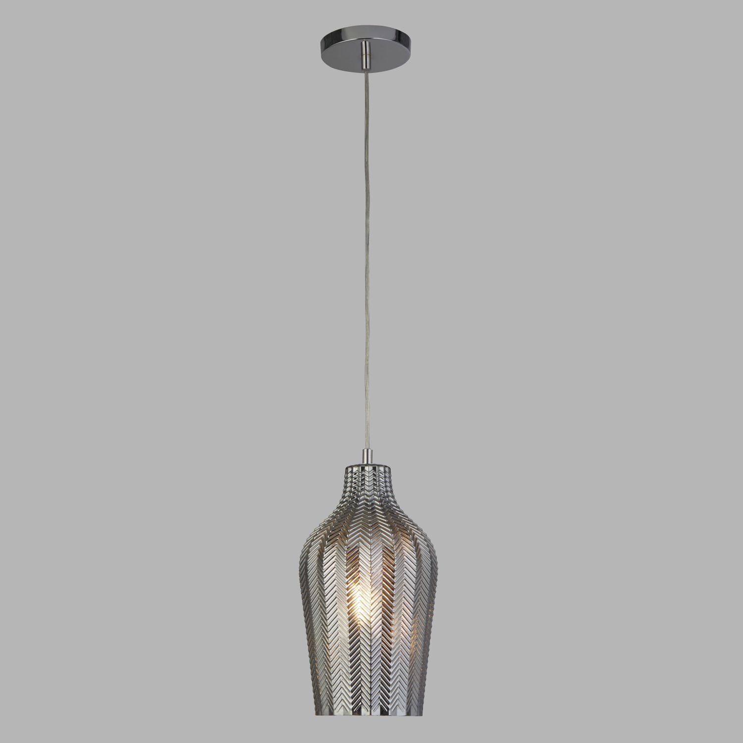 Lampe à suspendre verre fumé E27 Ø 17,5 cm chrome gris BRODY
