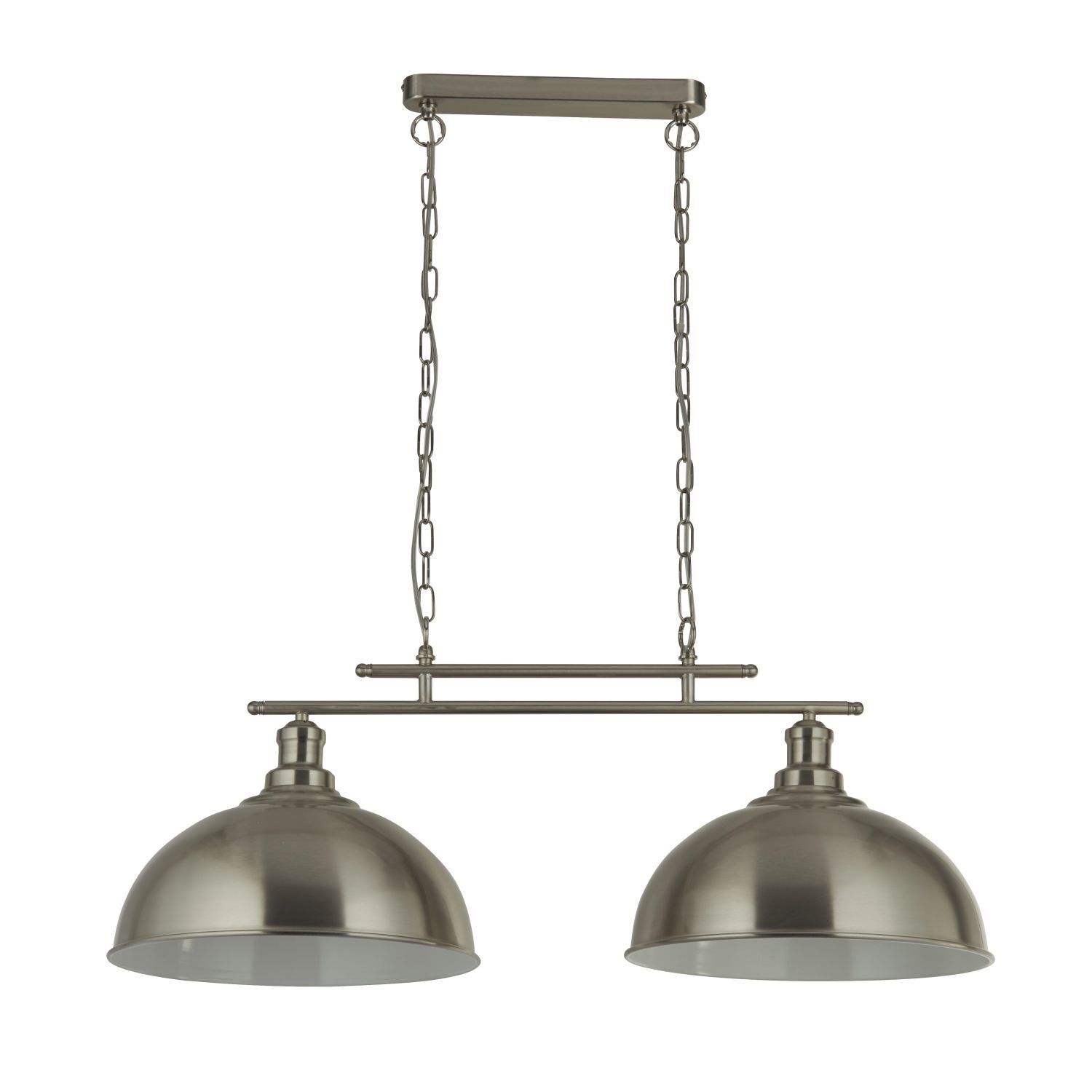 Suspension en métal L : 81,5 cm en argent 2 flammes E27