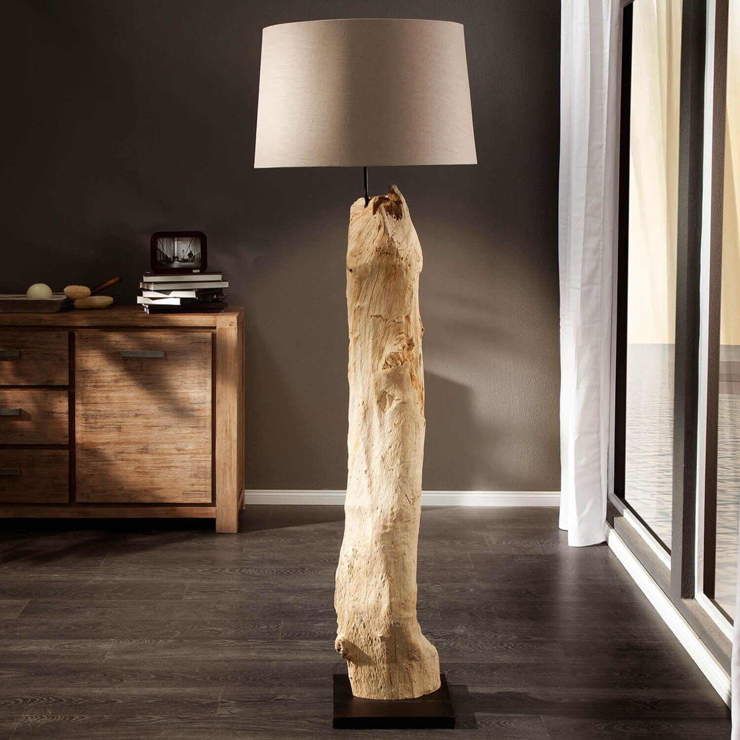 Lampadaire 175cm Moderne individuel bois flotté