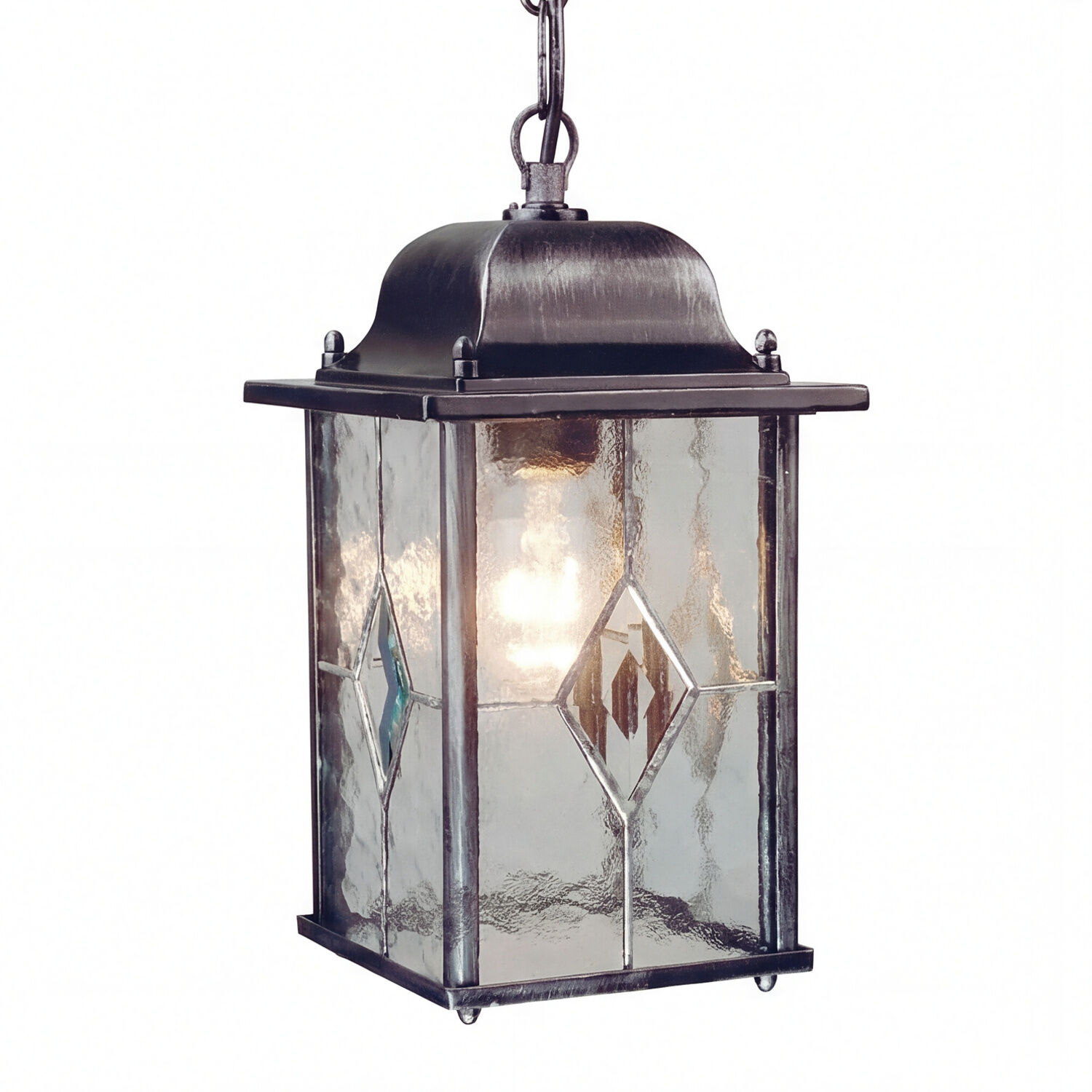 Laternе, hängende Lampe, Metallrahmen, Glaslampe, Diamant-Glass