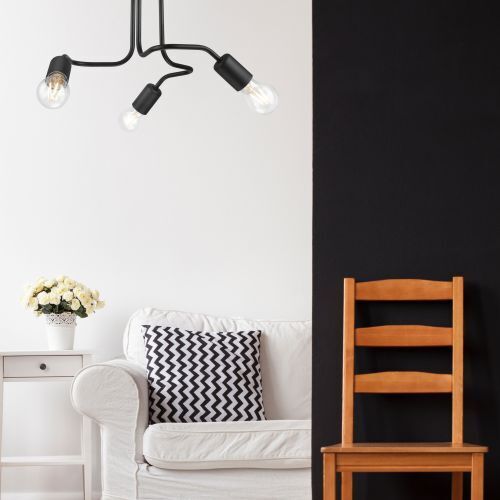 Plafonnier Salon Lampe d'intérieur Noir Métal