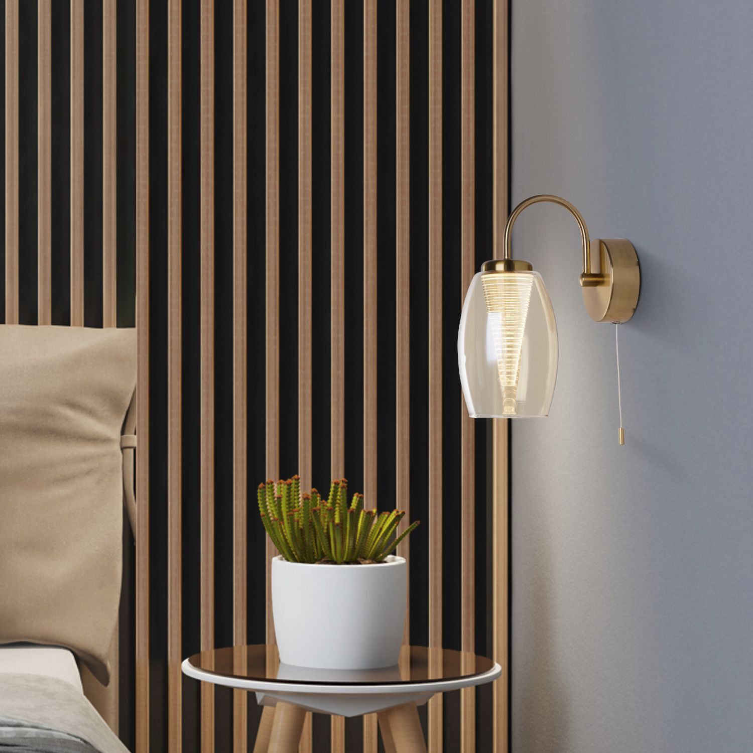 Applique murale LED en bronze champagne 3000 K avec interrupteur