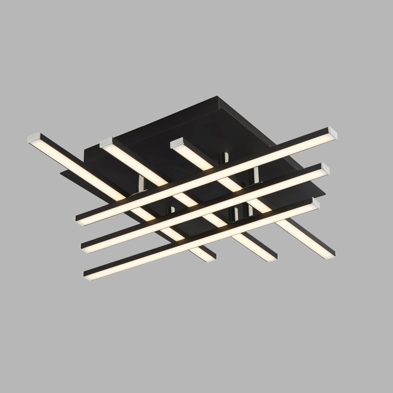 Plafonnier LED Métal L : 45,5 cm Noir Chrome 3000 K