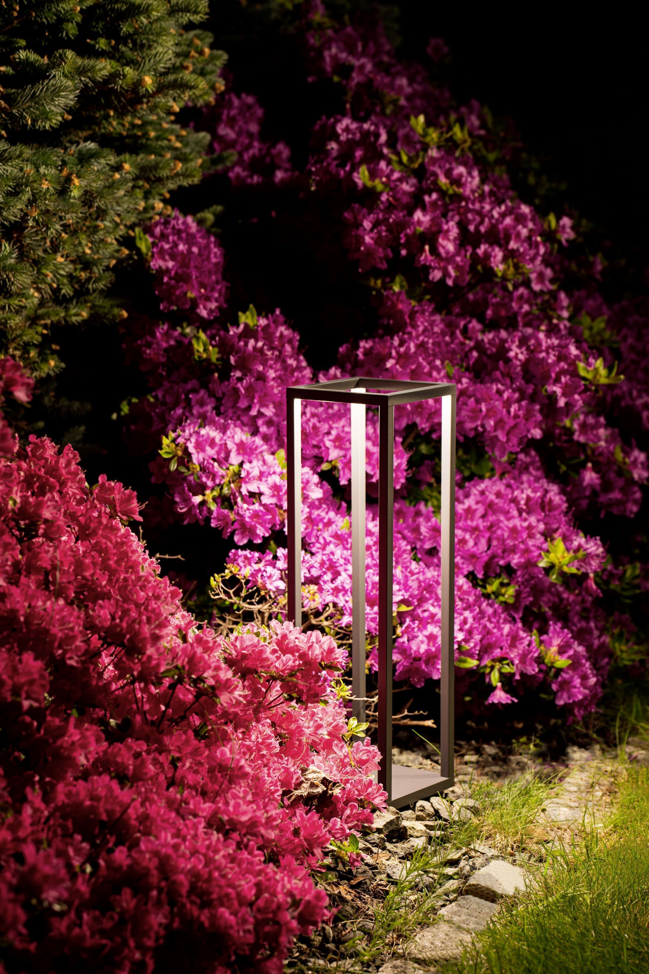 LED Stehlampe Außen Anthrazit IP54 388lm elegant Lampenpfosten, Außenbeleuchtung, Metallrahmen, Gartenpflanzen, Blütenzaun