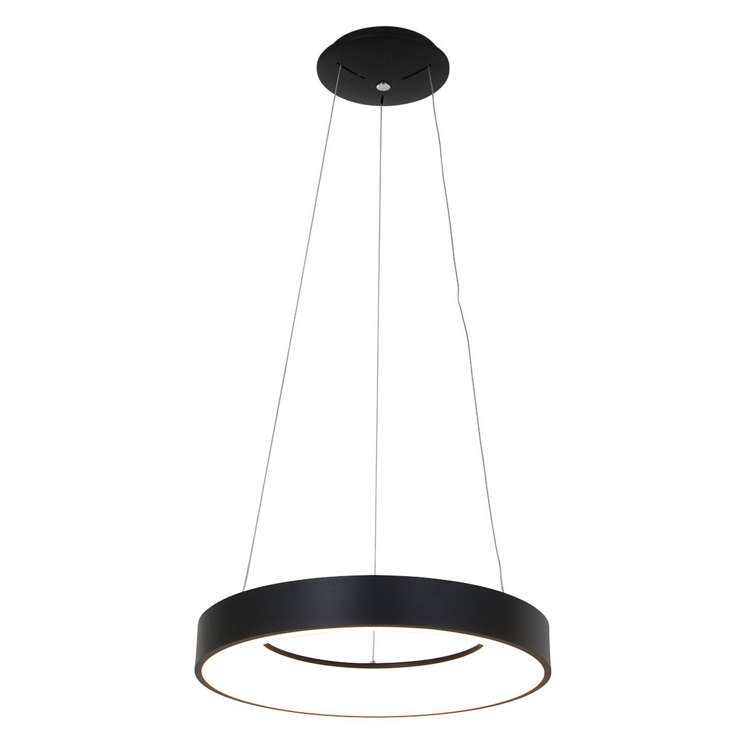 Suspension LED ronde noire Ø48 cm 2700 K confortable