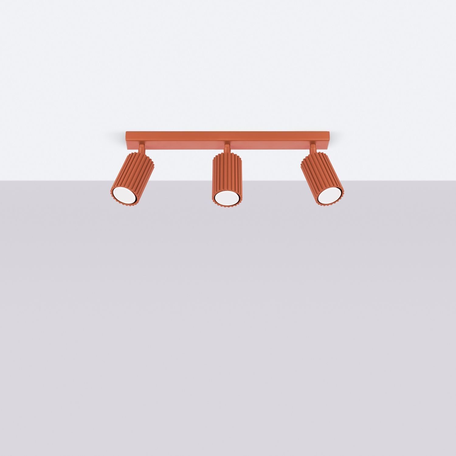 Lampe de plafonnier à 3 flammes L : 45 cm petit GU10 rouge en aluminium