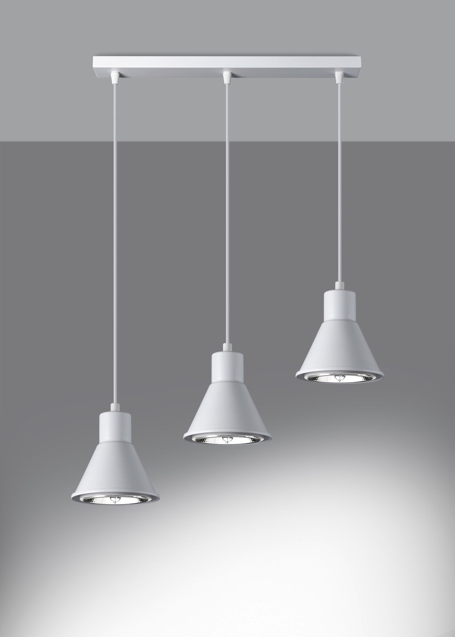 Lampe à suspendre Blanc 3 flammes L : 45 cm ES111 Rétro Métal