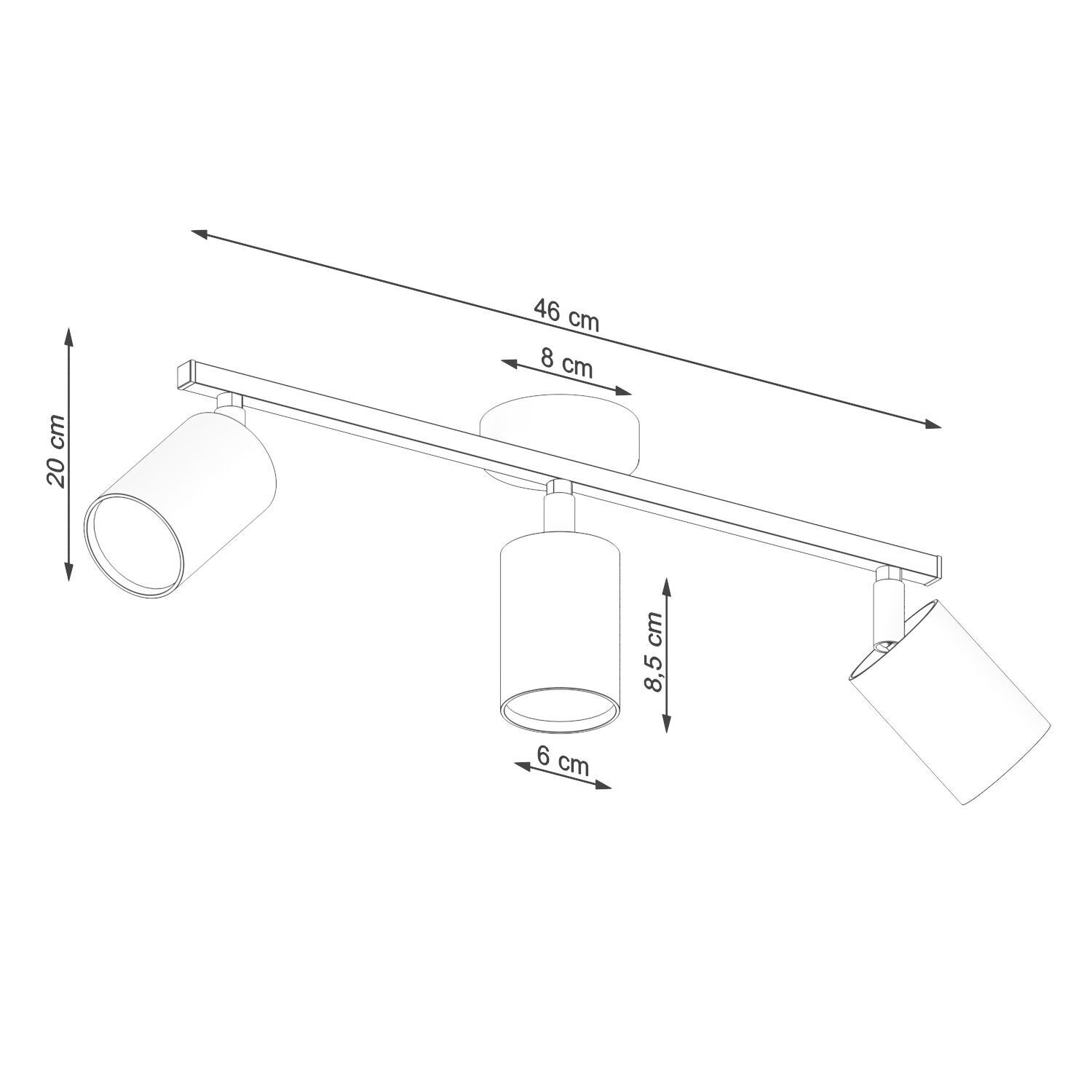Spot de plafond GU10 3 flammes blanc métal orientable