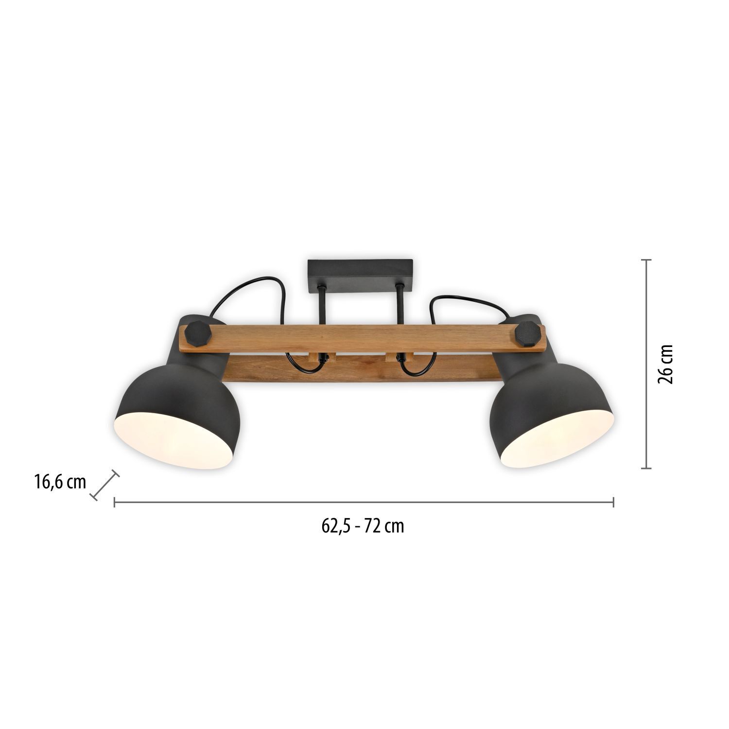 Plafonnier réglable bois métal E27 L:72 cm Beleuchtung, Leuchte, Lampe
