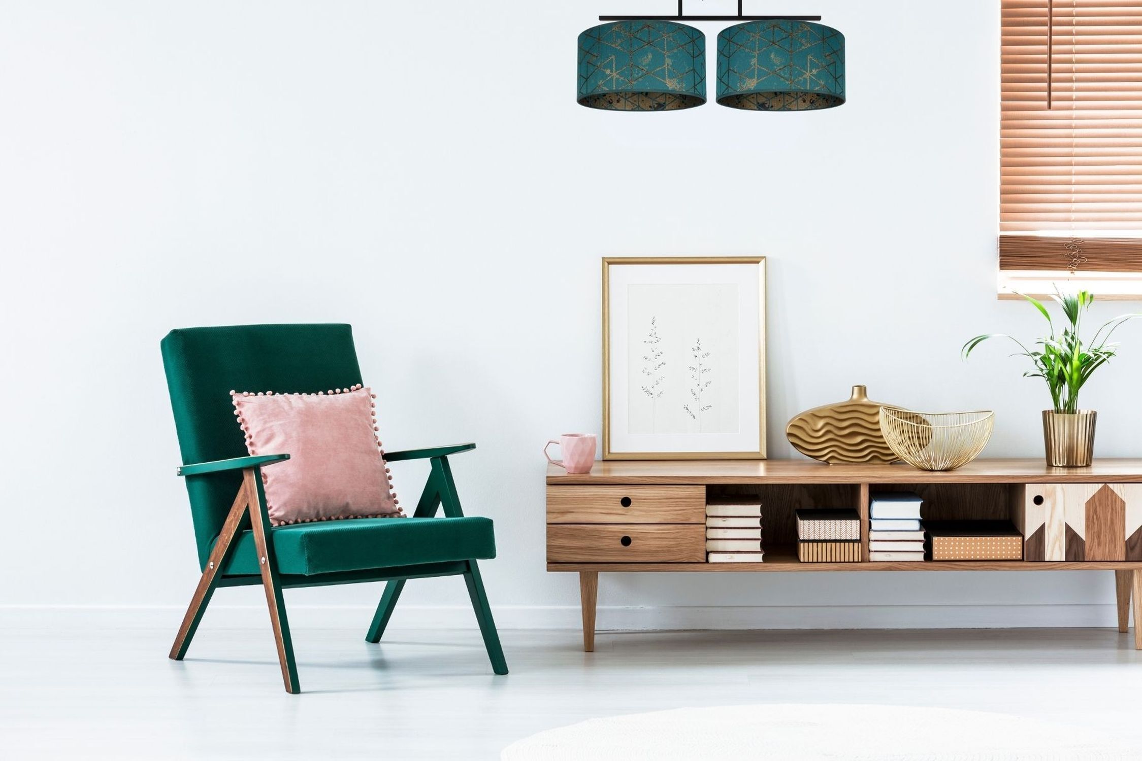 Lampe de plafonnier confortable Tissu Vert Motif E27 L:70 cm Innenarchitektur, Mobiliar, Inneneinrichtung, Stuhl, Band