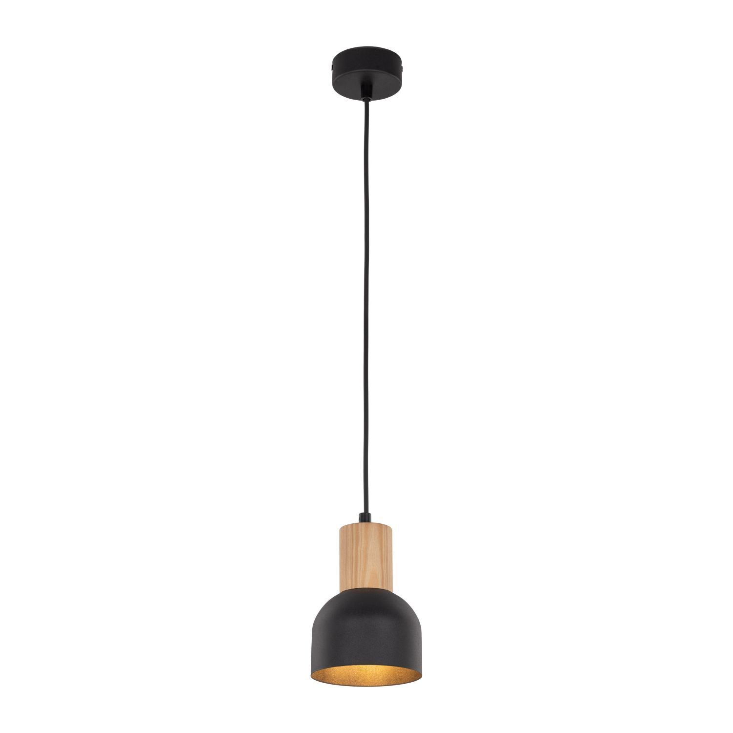 Suspension métal bois Ø 11,5 cm petit E27 Scandinave