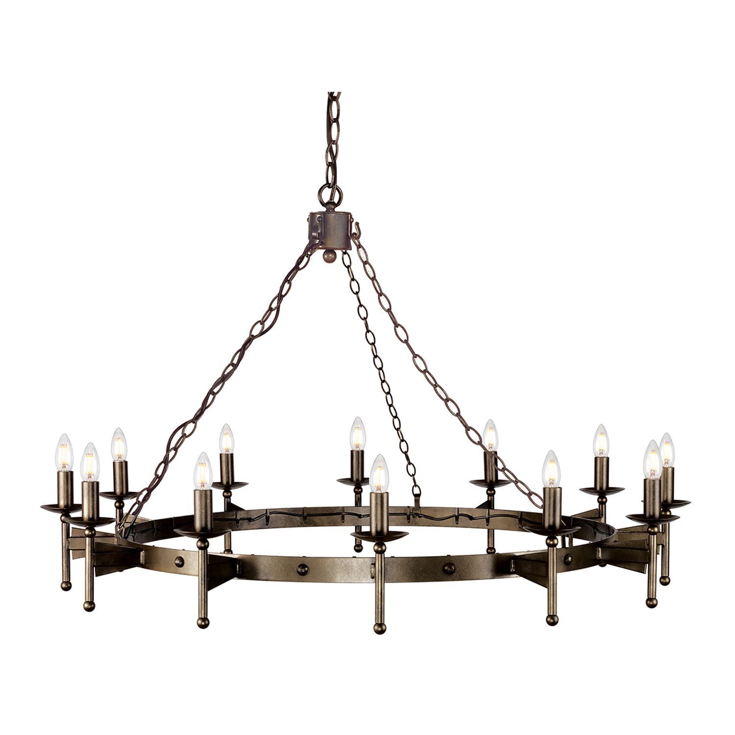 Lustre médiéval fer forgé grand Ø1,3m