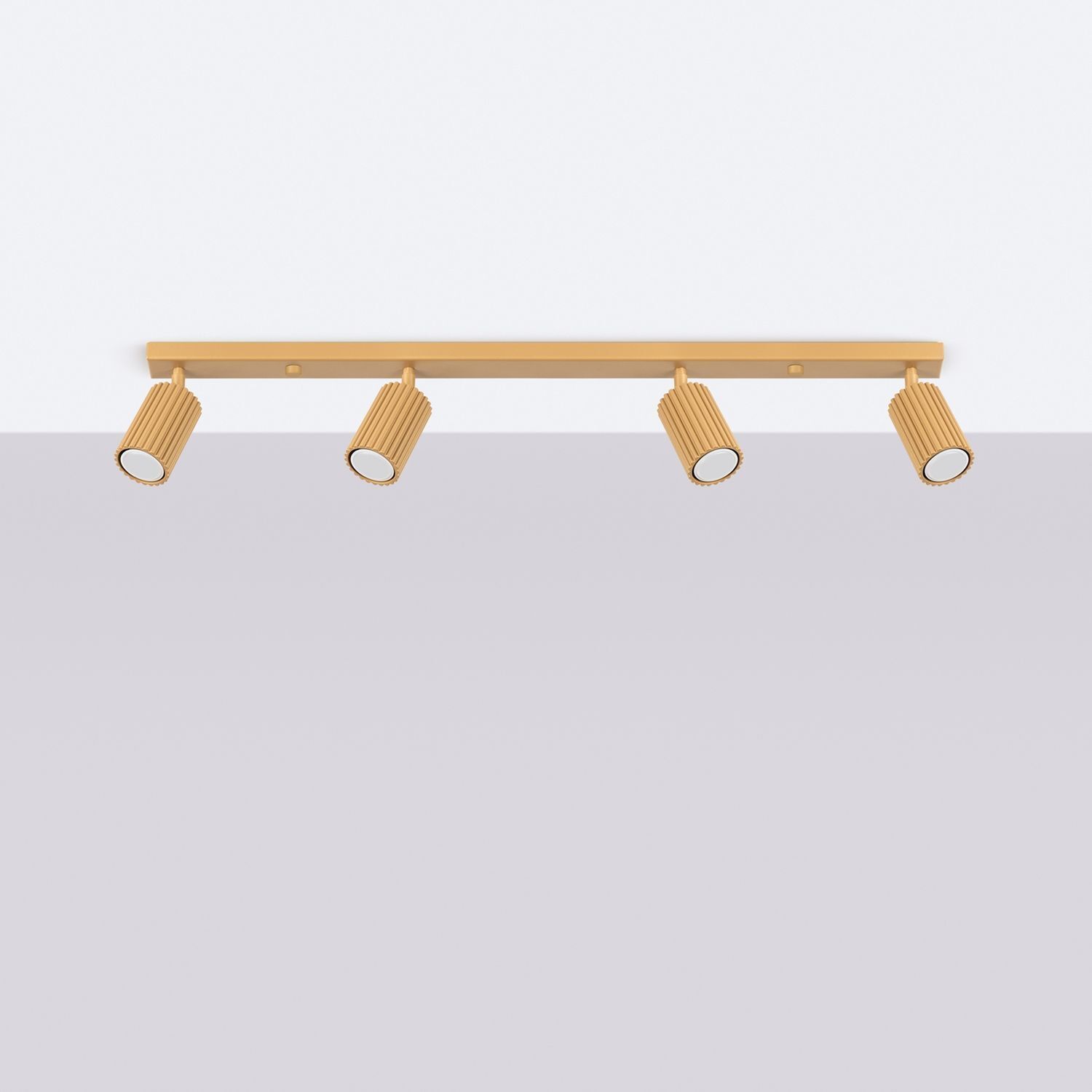 Lampe de plafonnier à 4 flammes 81 cm de long GU10 en aluminium doré