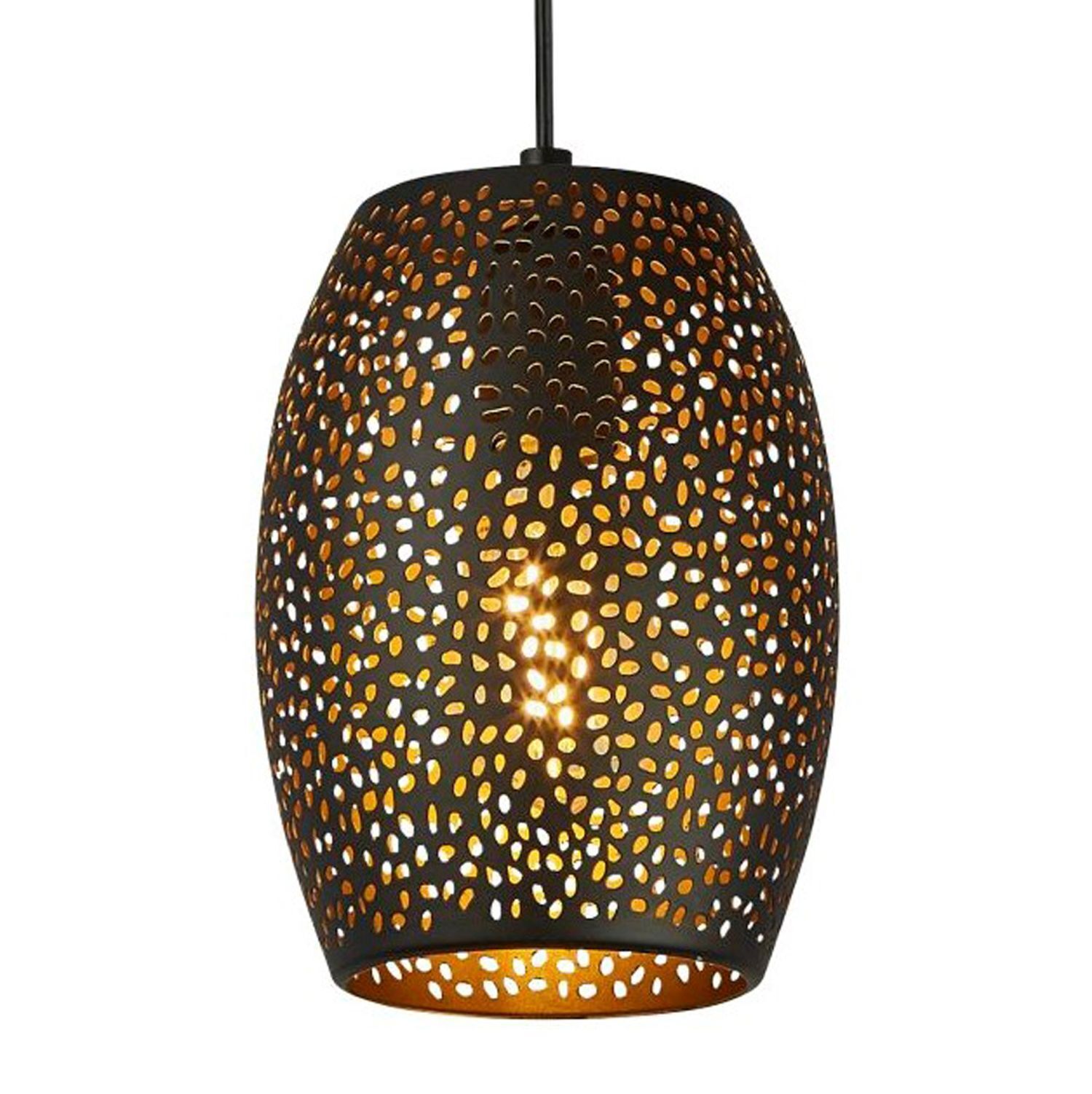 haengelampe-pendelleuchte-schwarz-haengelampe-wohnzimmer-vincent-1x-e27-bis-60-w-schwarz-gold-baustahl-modern-le91299-03 Pendellampe, hängende Lampe, schwarze Lampe, Muster-Schirm, warme Beleuchtung