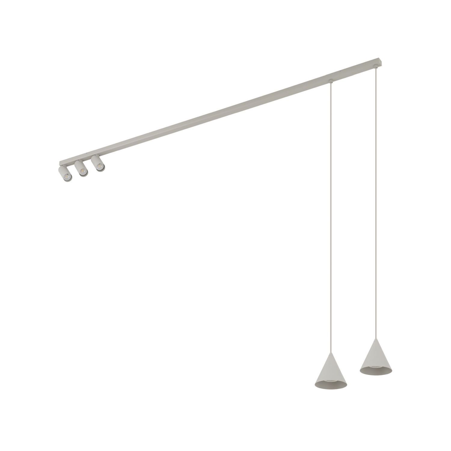 Bewegliche Pendelleuchte Metall Seidengrau GU10 160 cm pendant light, track lighting, ceiling bar, hanging lamps, metallic gray