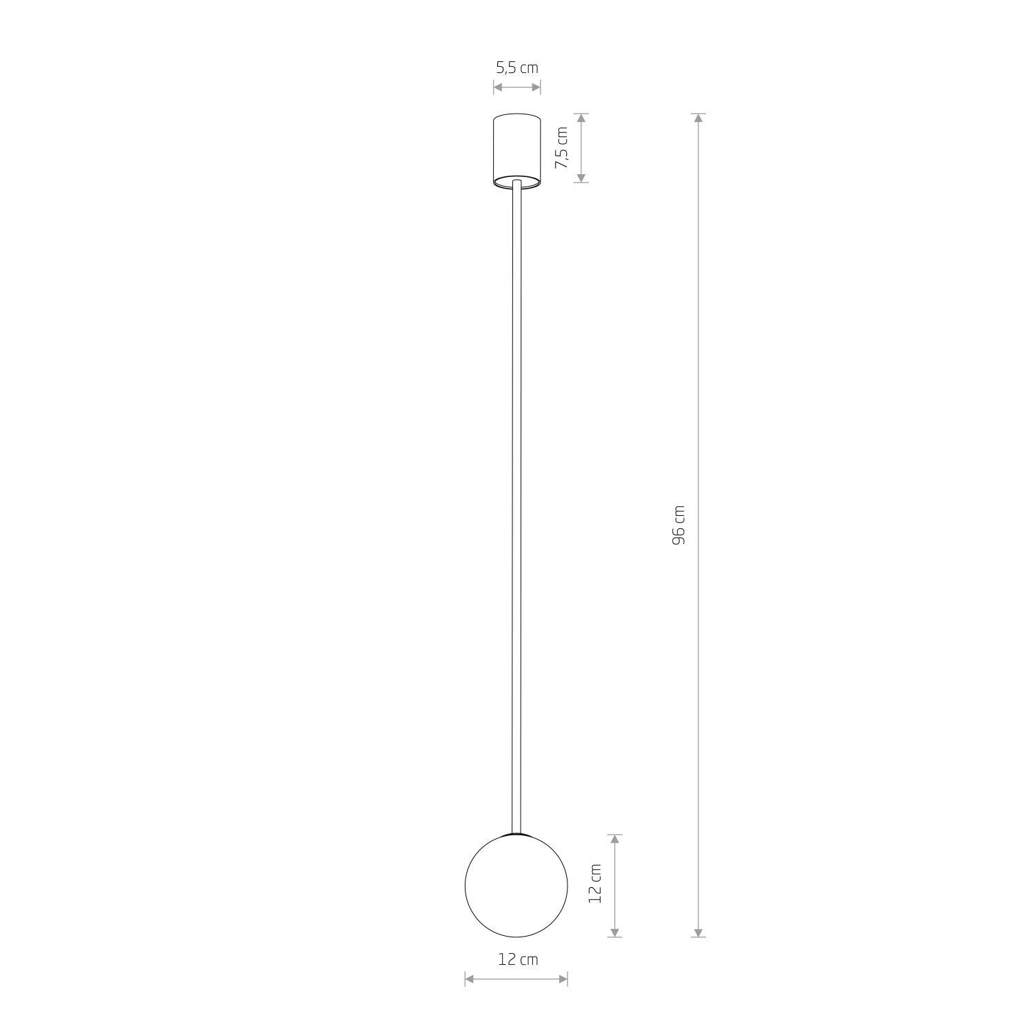 Suspension réglable Boule G9 Ø 12 cm en or blanc