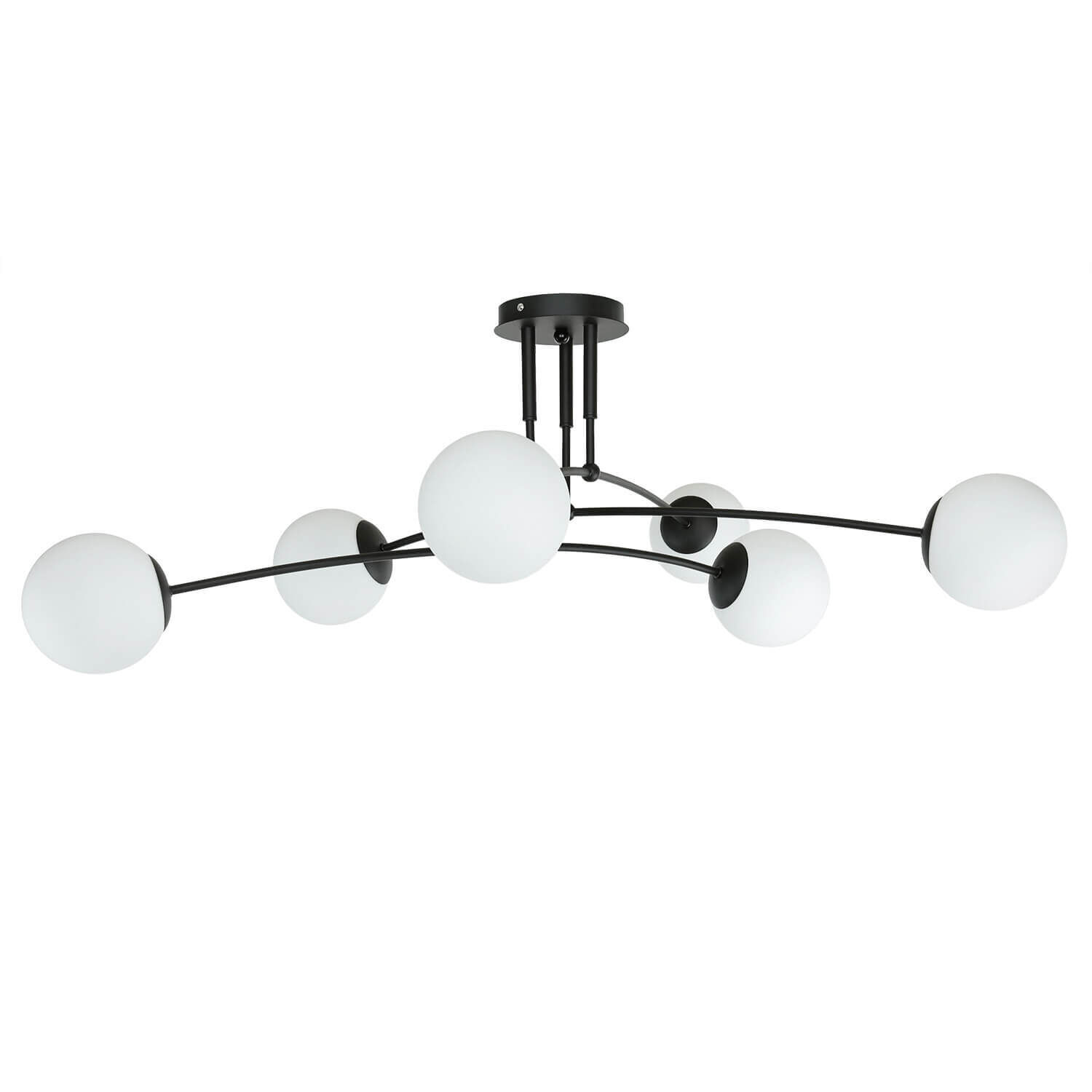 Plafonnier Noir Blanc 3x E14 Moderne Métal Verre