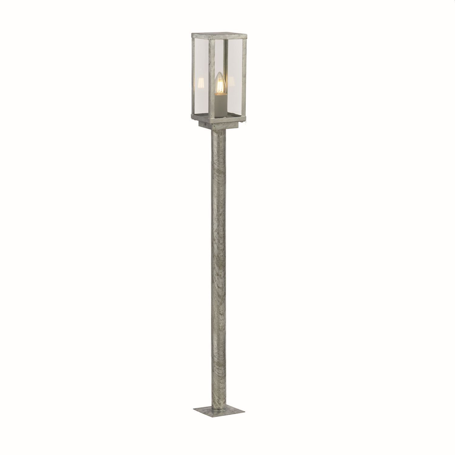 Lampadaire extérieur 90 cm IP44 en argent carré E27 verre métal