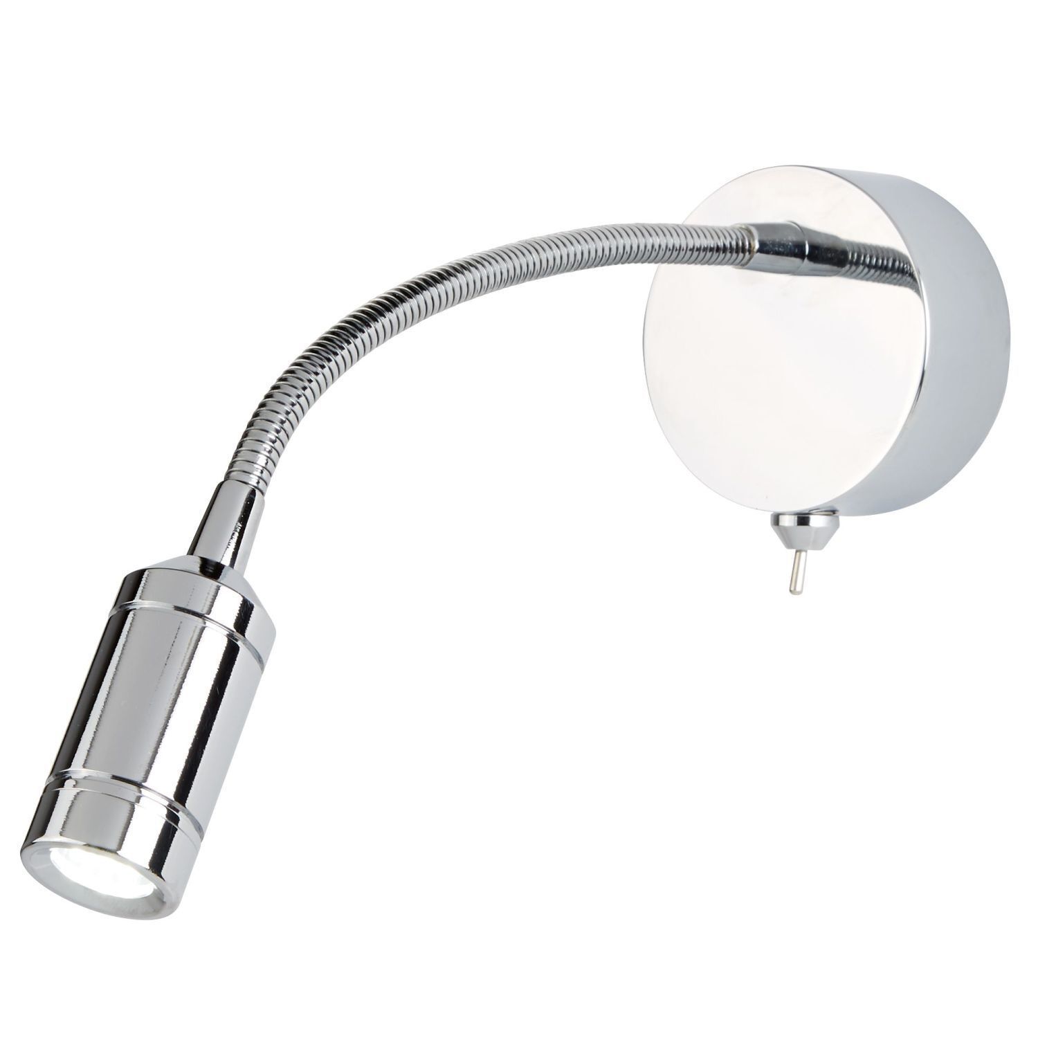 Spot mural LED avec interrupteur bras flexible métal chromé 66 lm