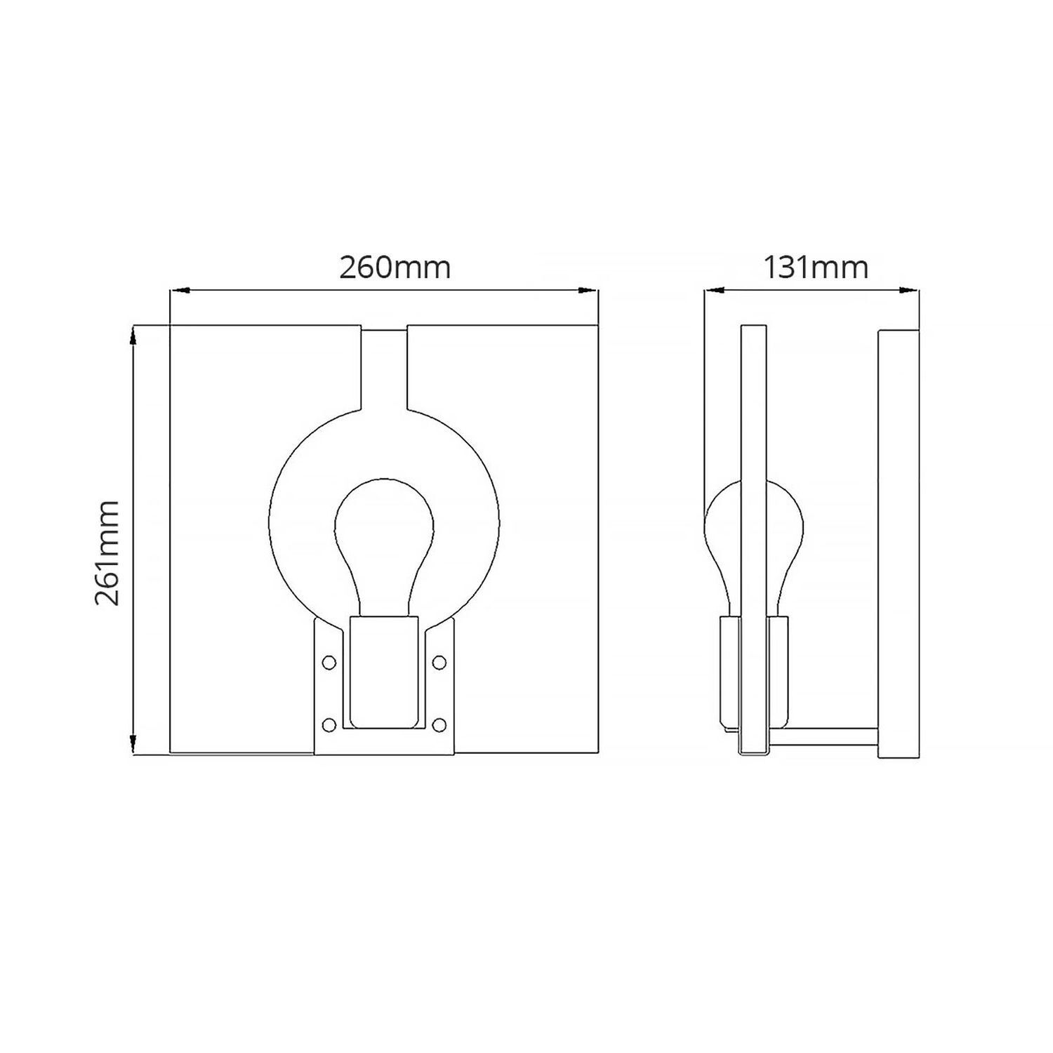 Applique carrée 26,1 cm de haut nickel poli E27