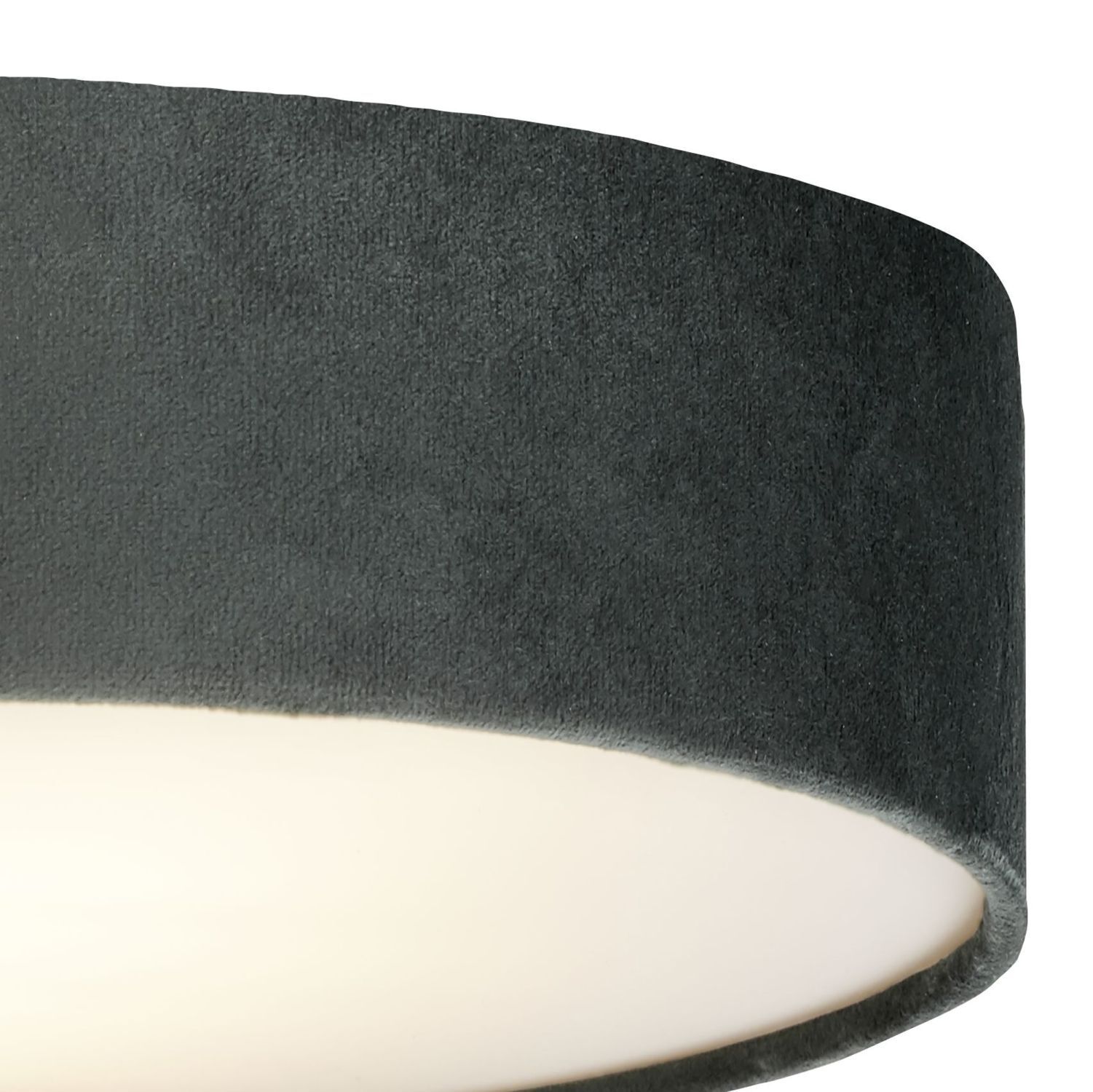 Plafonnier velours Abat-jour rond Ø 38 cm petit gris 2x E27