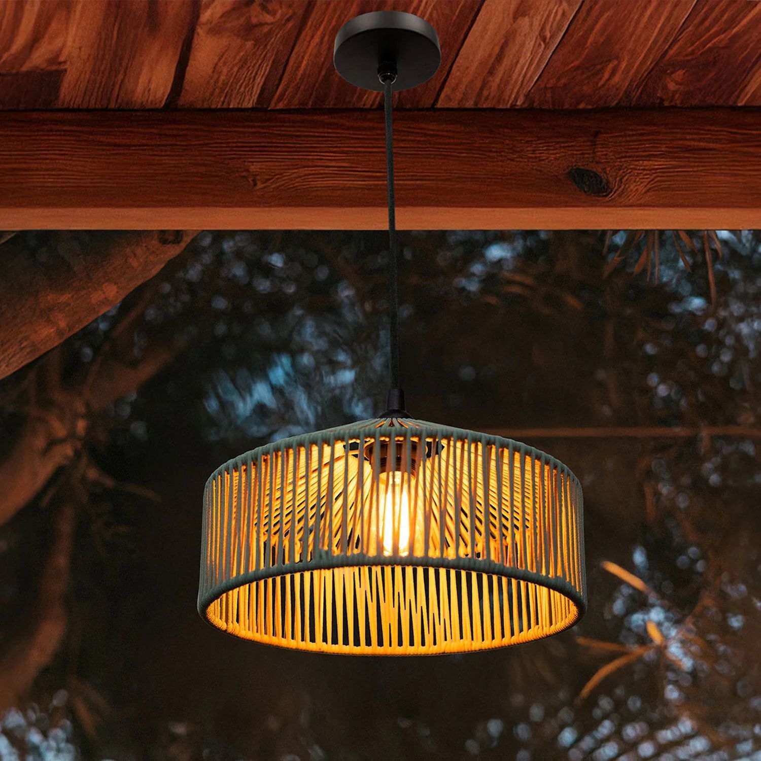 Suspension extérieure IP54 corde Abat-jour E27 Ø 30 cm Vert