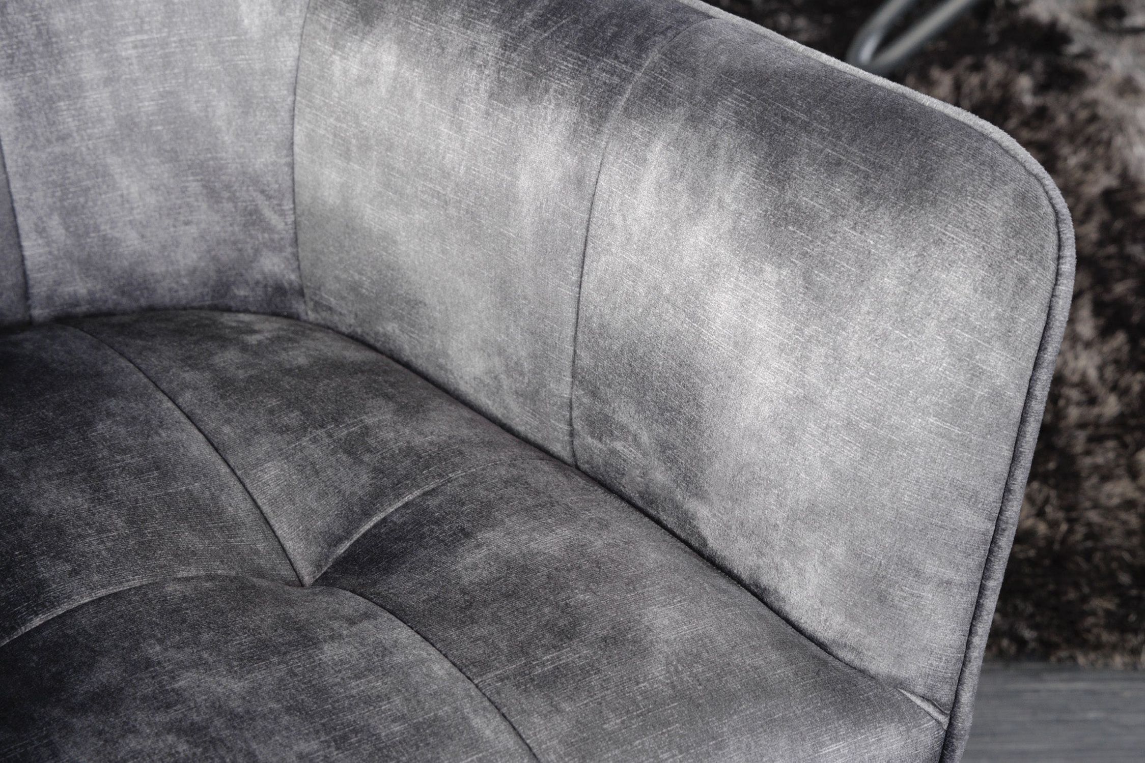 Chaise pivotante sans roulettes velours métal gris noir avec accoudoirs Couch, Mobiliar, Kissen, Dekoration für Zuhause, Stuhl