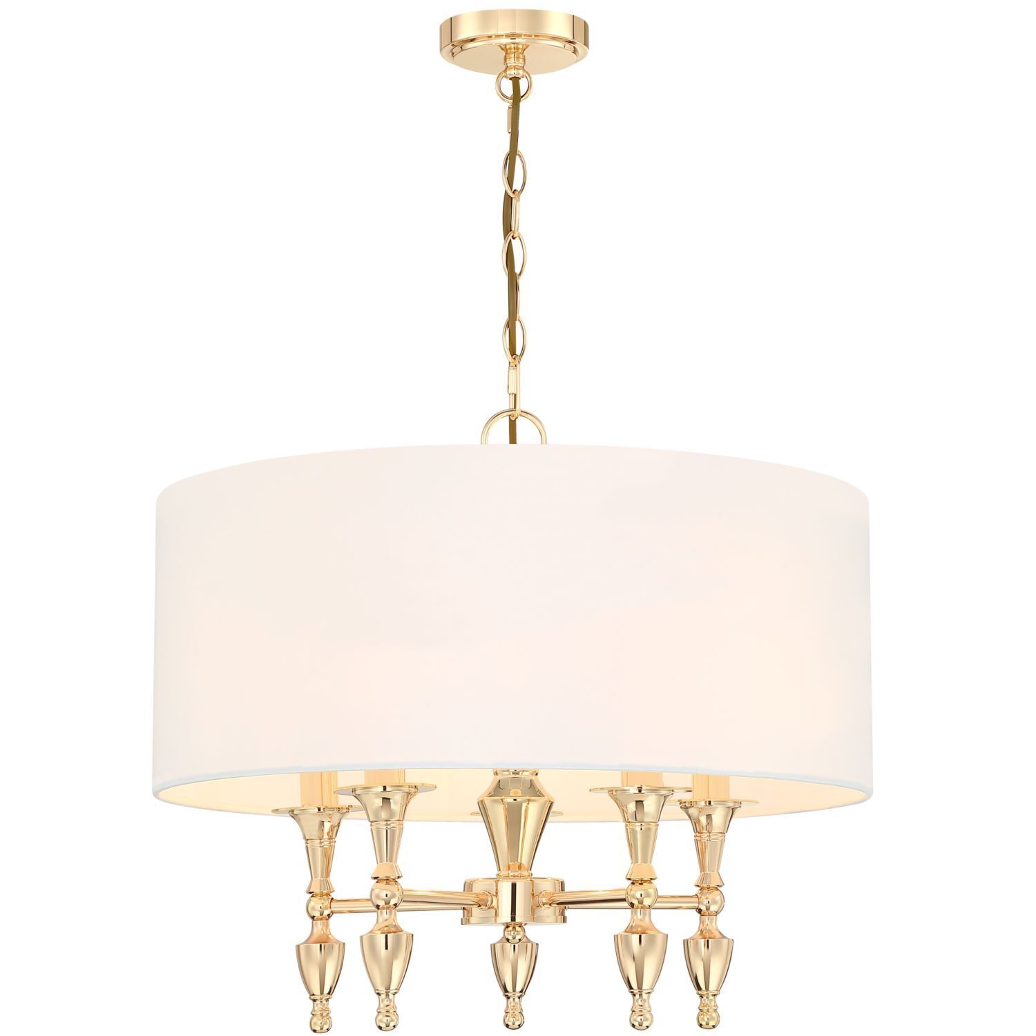 Pendelleuchte Stoff Metall E14 Ø 55 cm H: max. 2 min Gold Weiß
