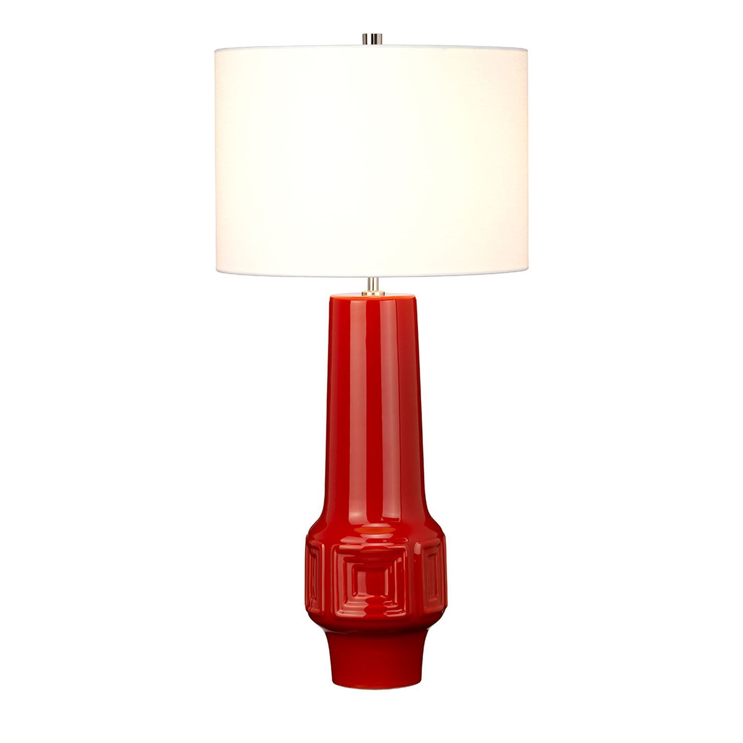 Lampe de table LENIO Céramique Rouge Crème H:76cm Rétro