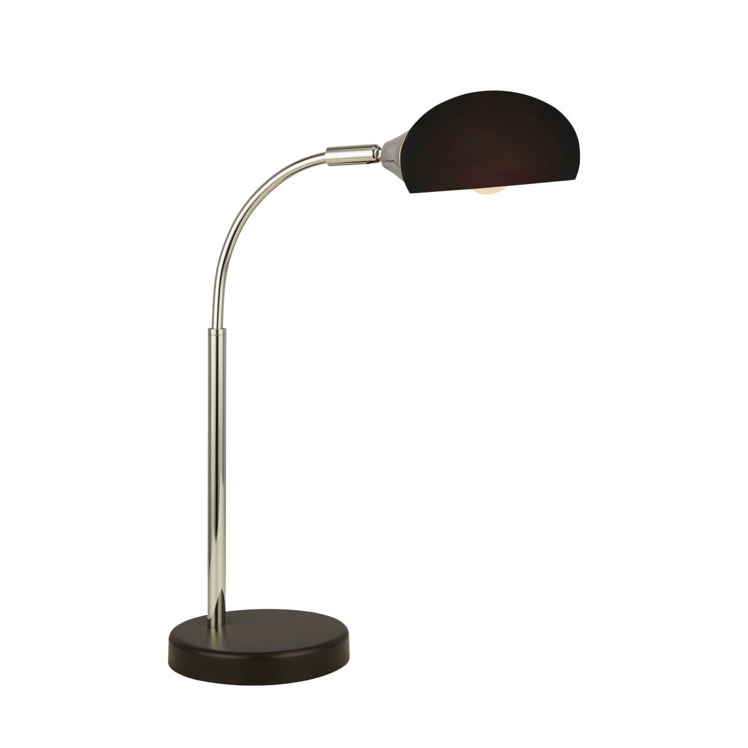 Lampe de bureau noire H : 49 cm E14 Abat-jour en verre réglable