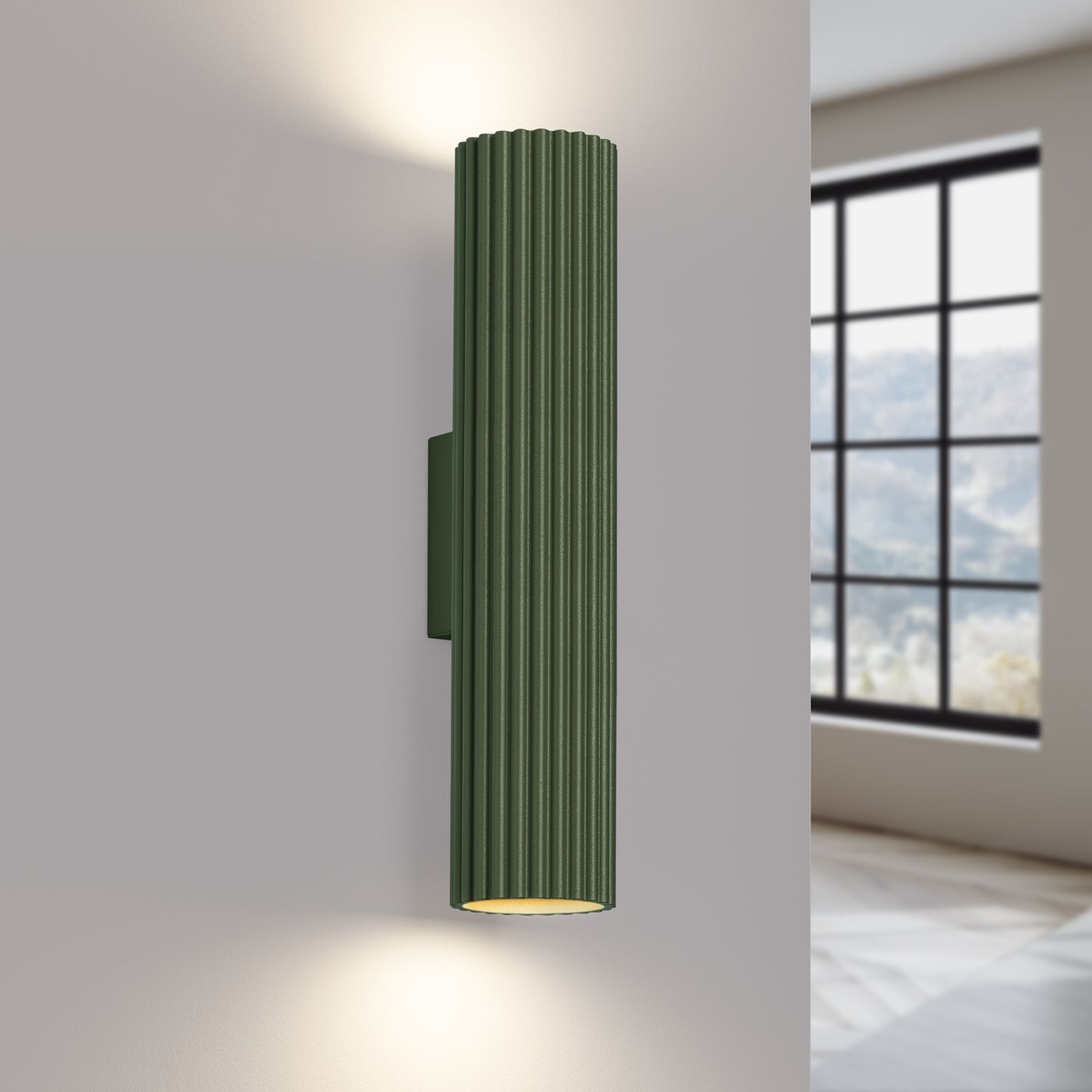 Applique Up Down Aluminium H : 30 cm Vert GU10 2 flammes