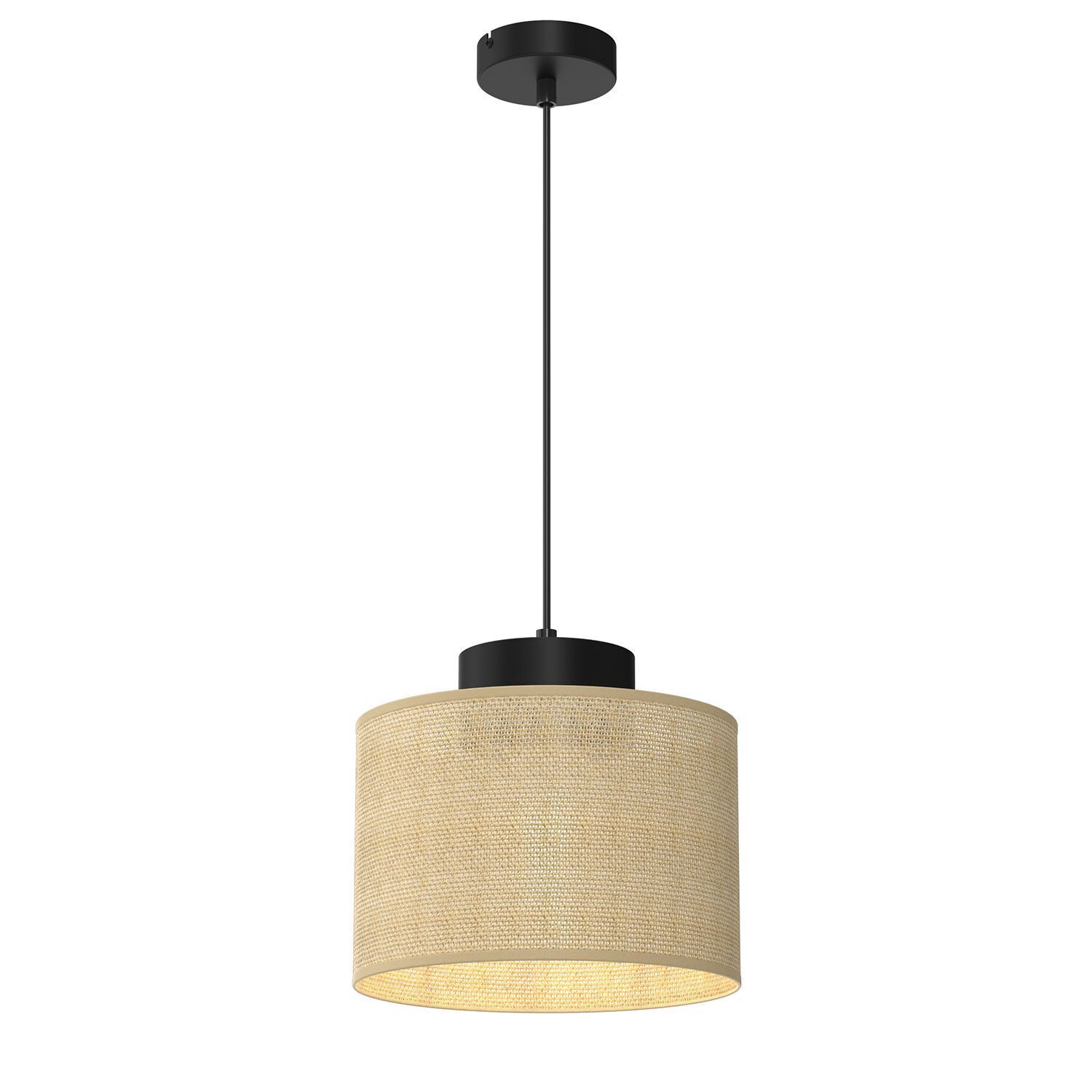 Lampe à suspendre jute métal Ø25 cm rond E27 naturel