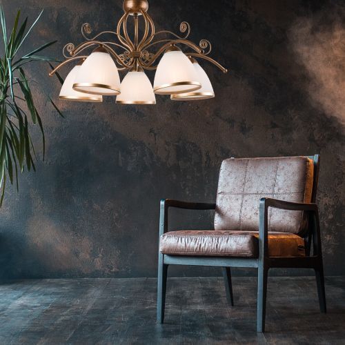 Lampe à suspendre Shabby brun antique métal 5 flammes