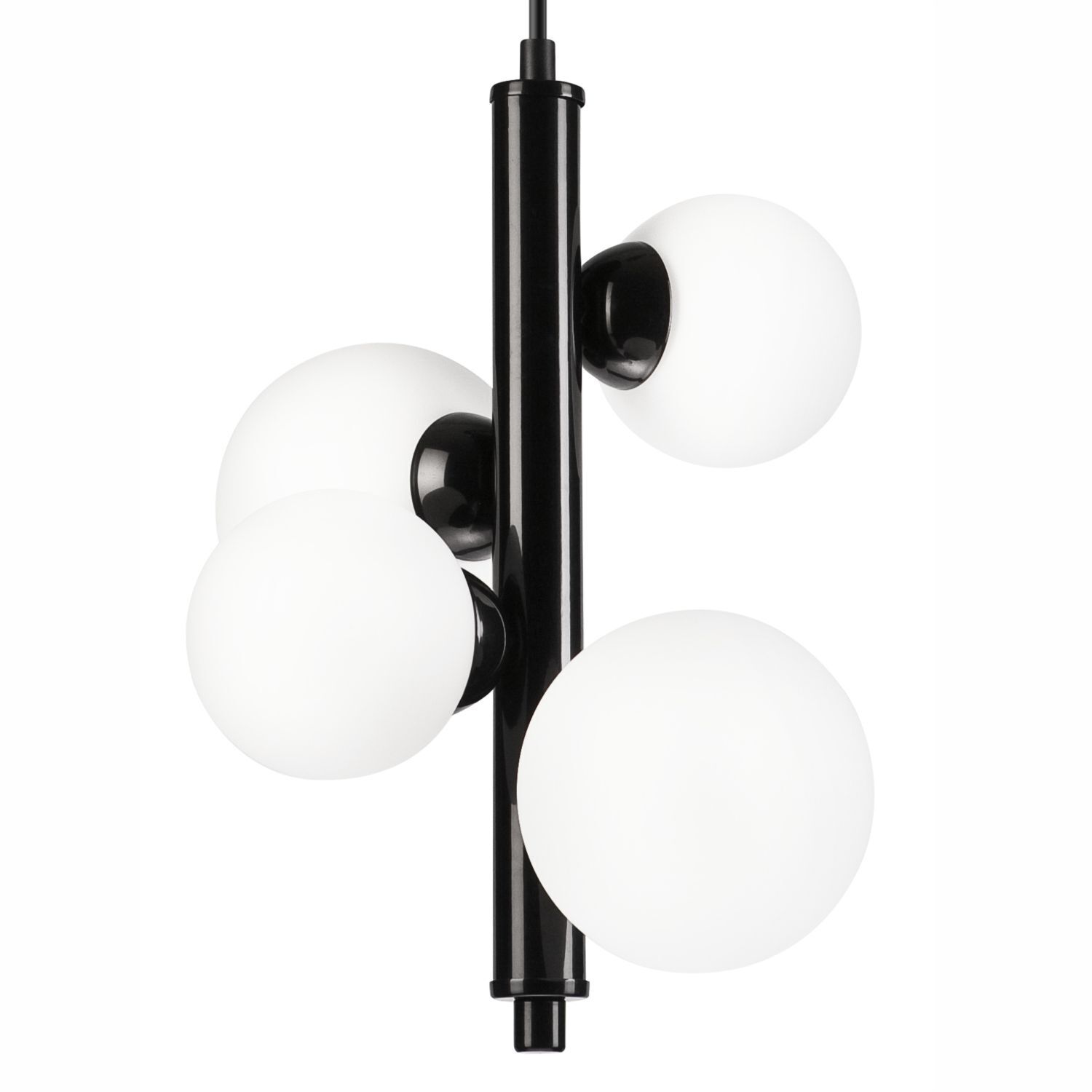 Suspension Noir Blanc Abat-jour sphérique 4x E27 Verre Métal